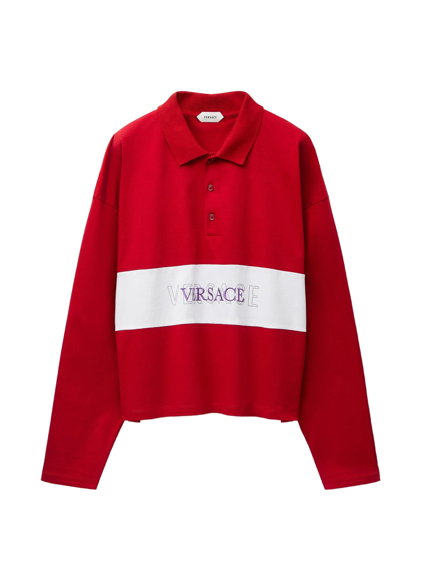embroidered-logo intarsia cotton-jersey polo
