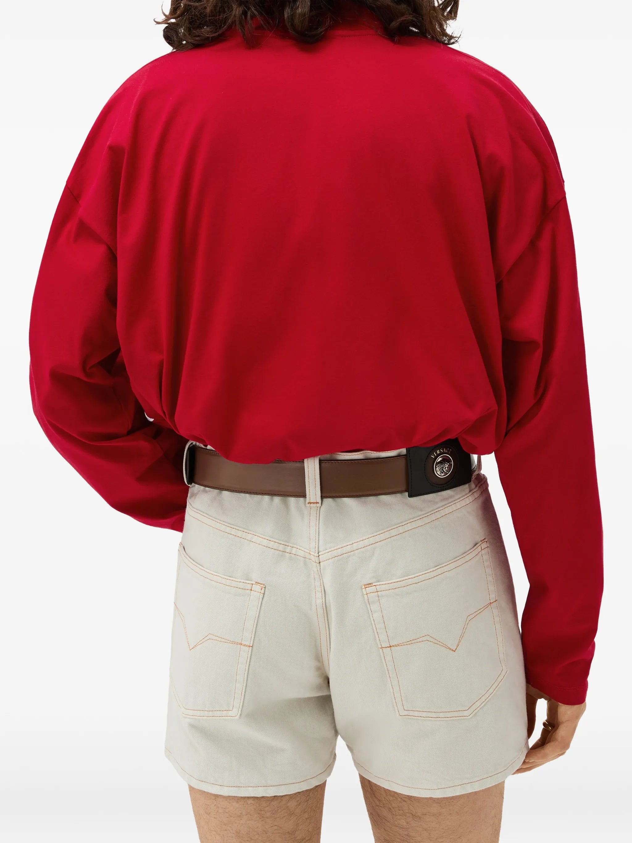 embroidered-logo intarsia cotton-jersey polo