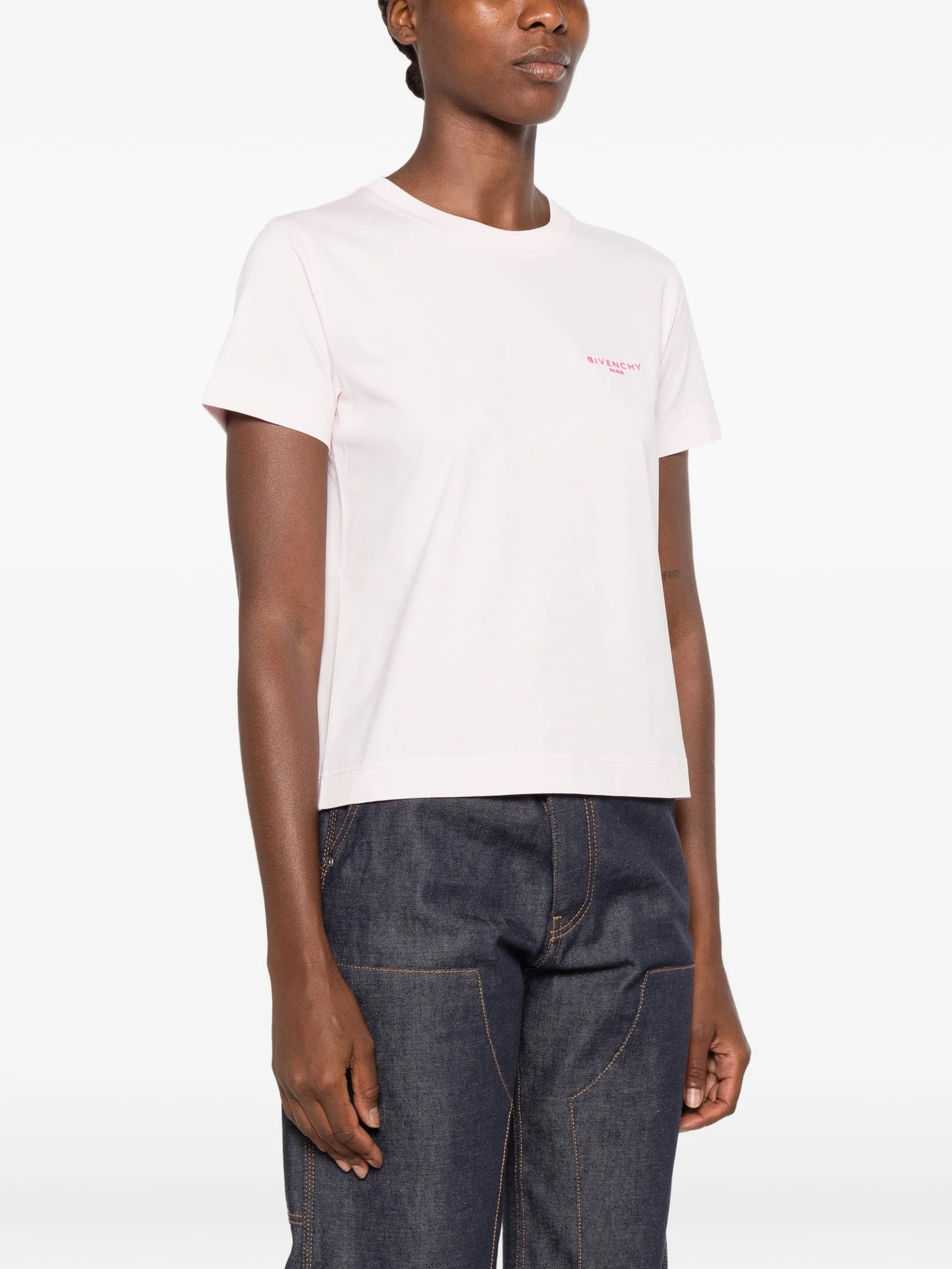 slim T-shirt in cotton with Paris embroidery