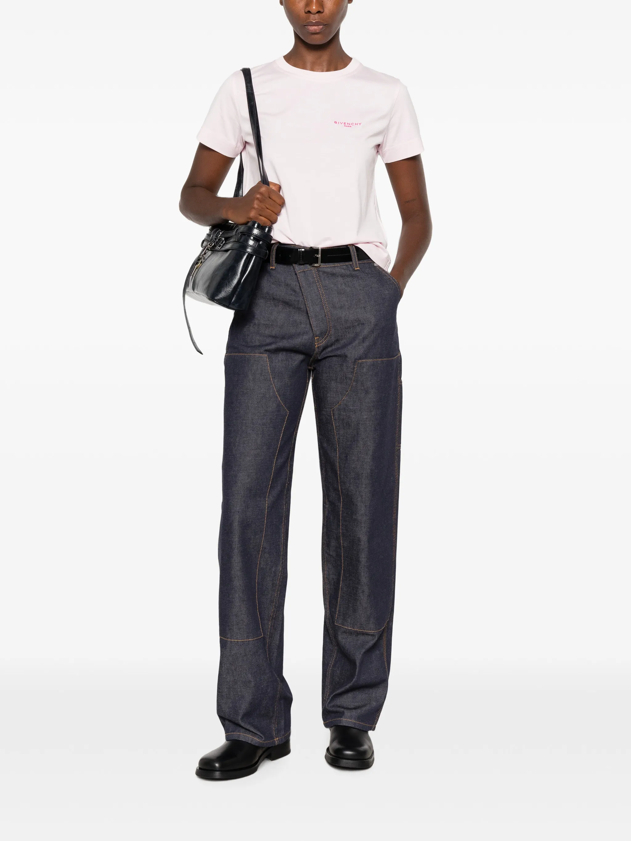 slim T-shirt in cotton with Paris embroidery