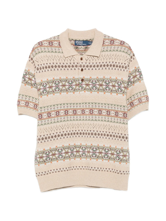 Fair Isle short-sleeve polo shirt