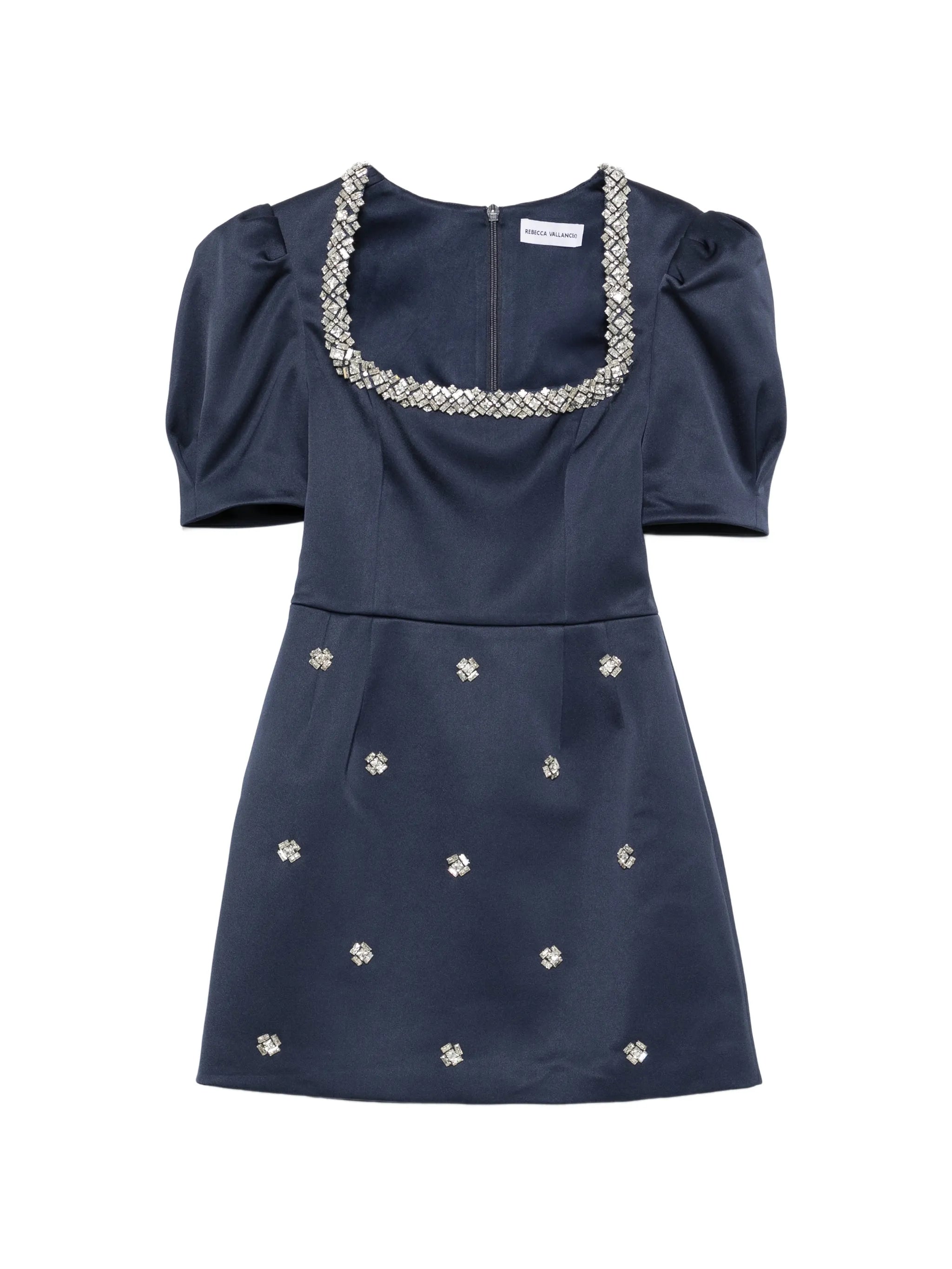 Ayla crystal-embellished puff-sleeve mini dress