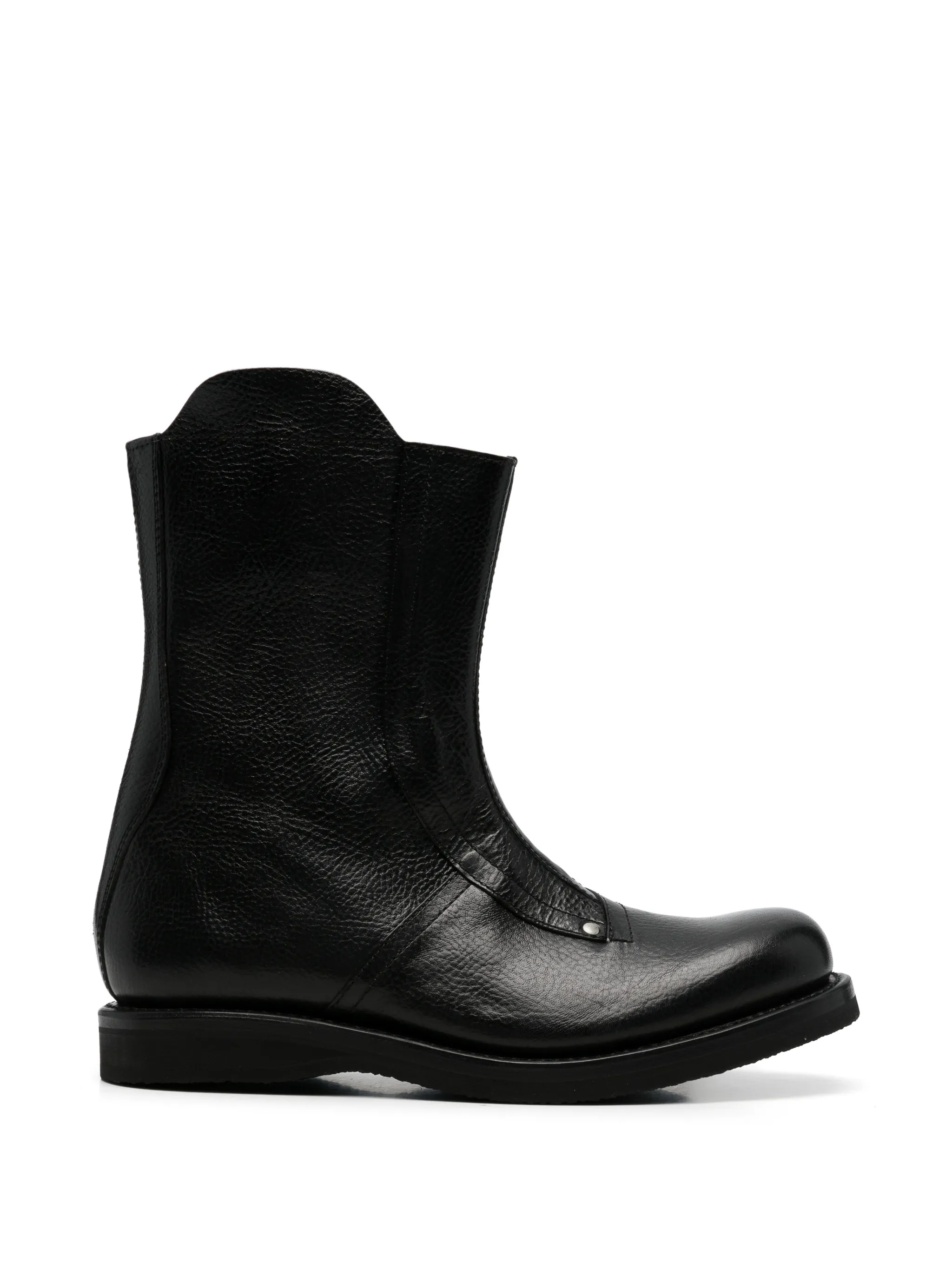 Moto textured stitched-detail ankle boots