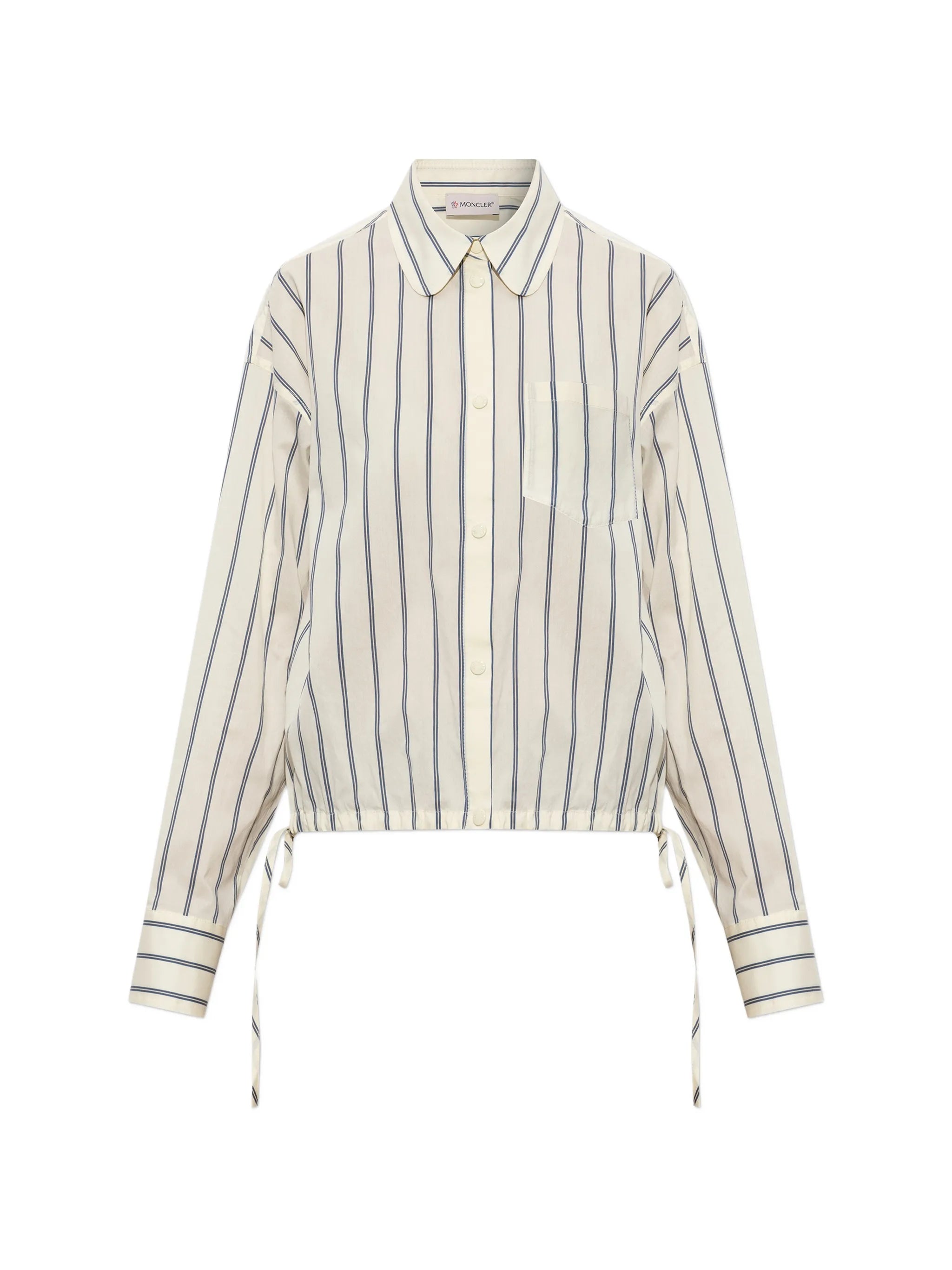 drawstring-details striped cotton shirt