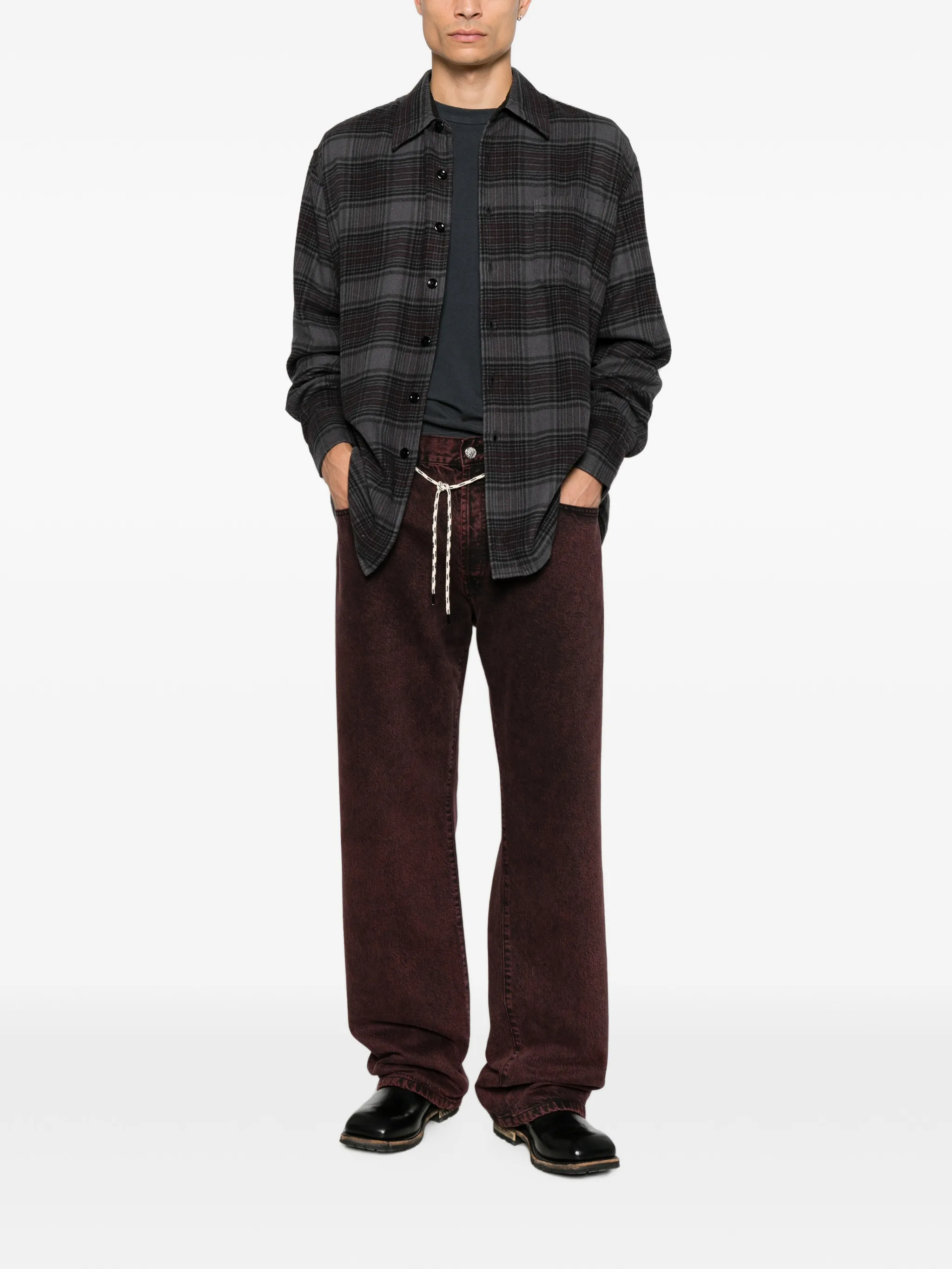 Above check-pattern shirt
