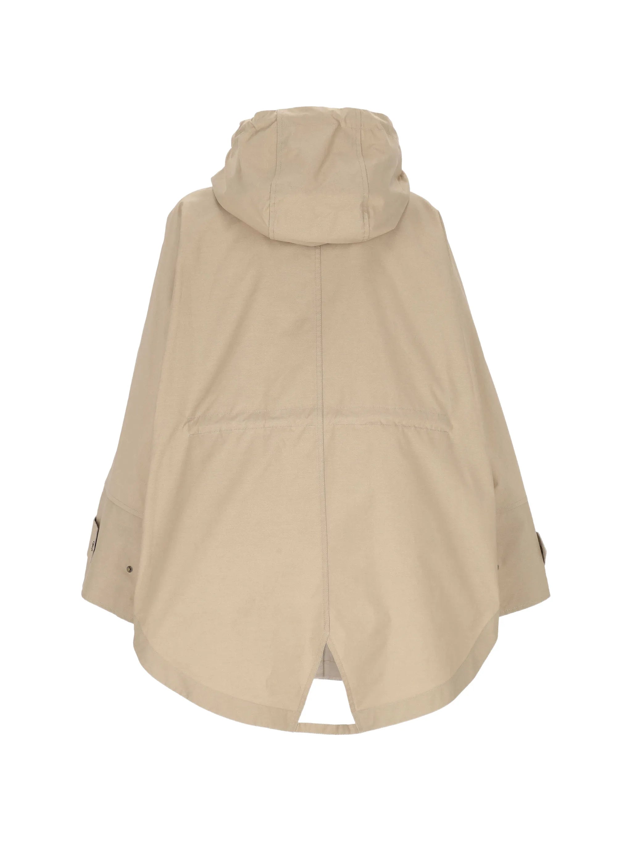 buttoned hooded drawstring coat