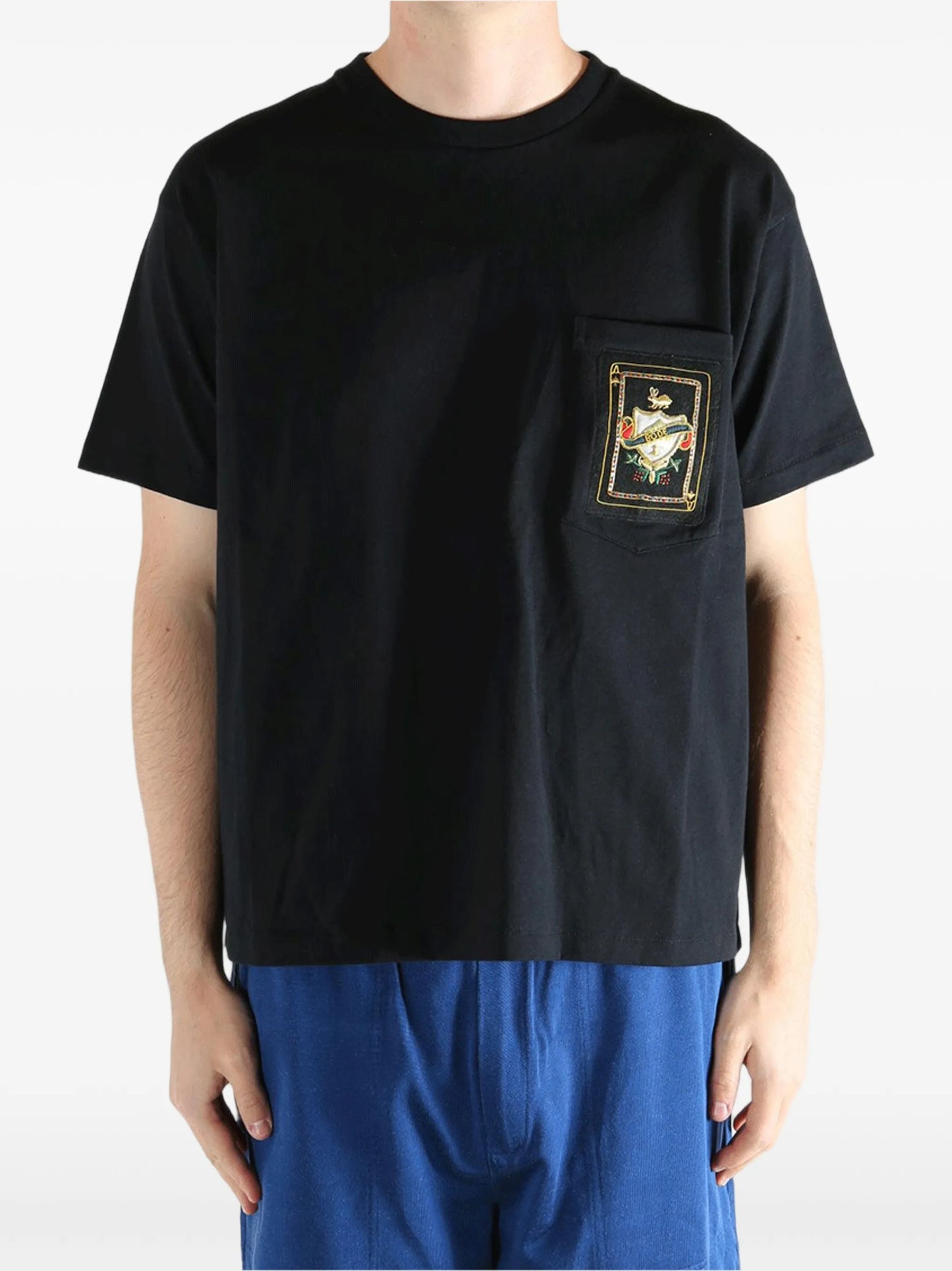 Bullion Card Tee patch-detail pocket T-shirt