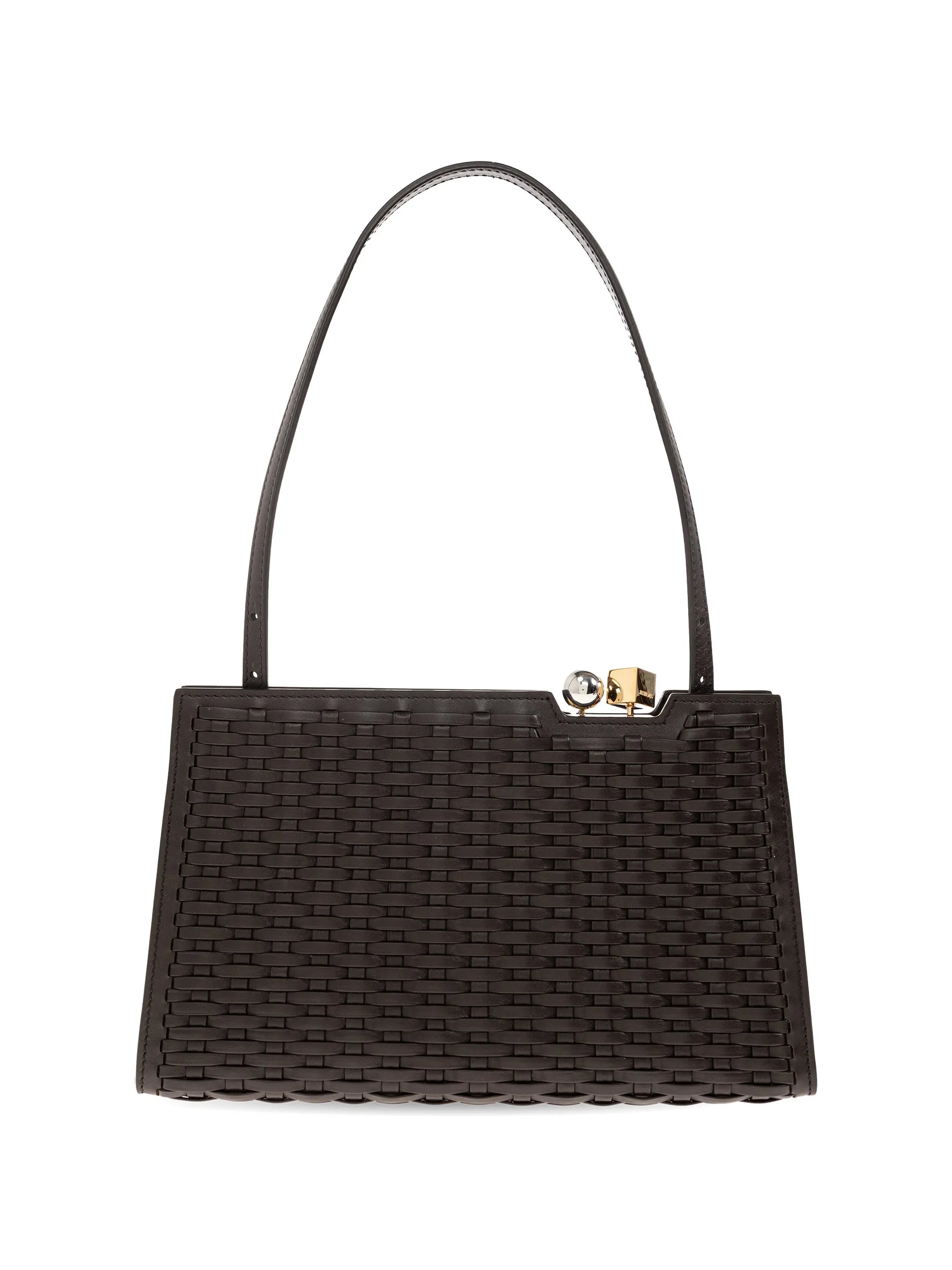 Salon woven leather tote bag