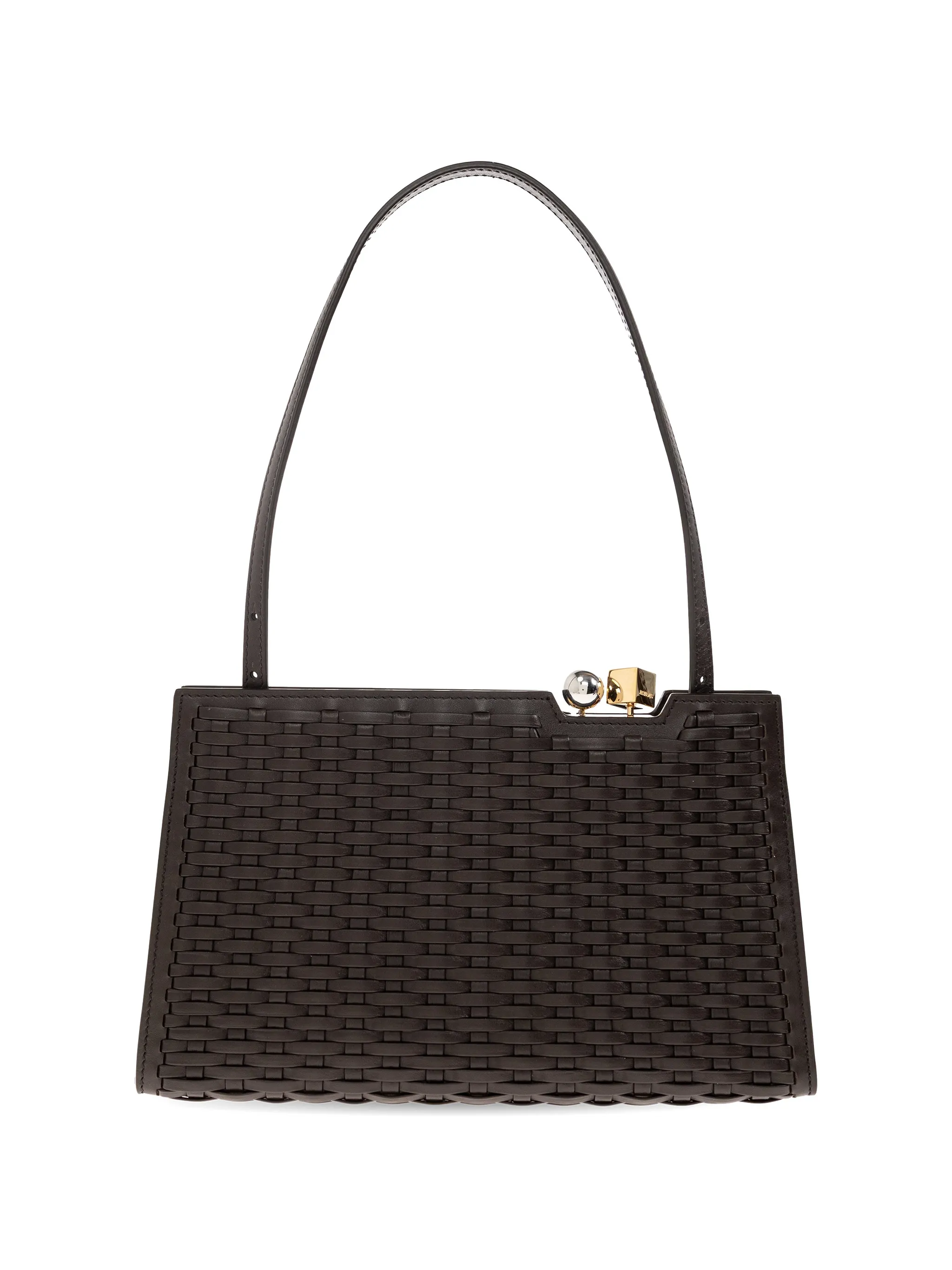 Salon woven leather shoulder bag