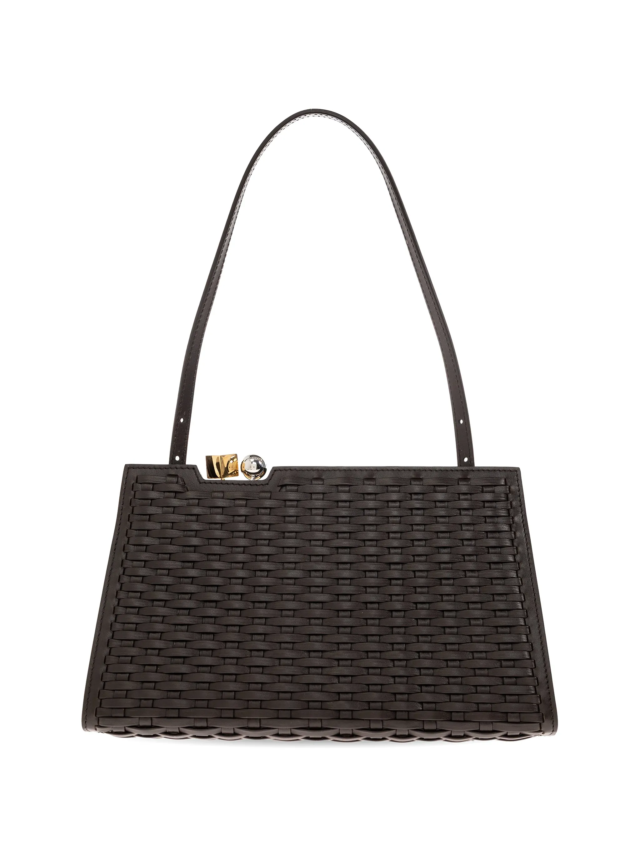 Salon woven leather shoulder bag
