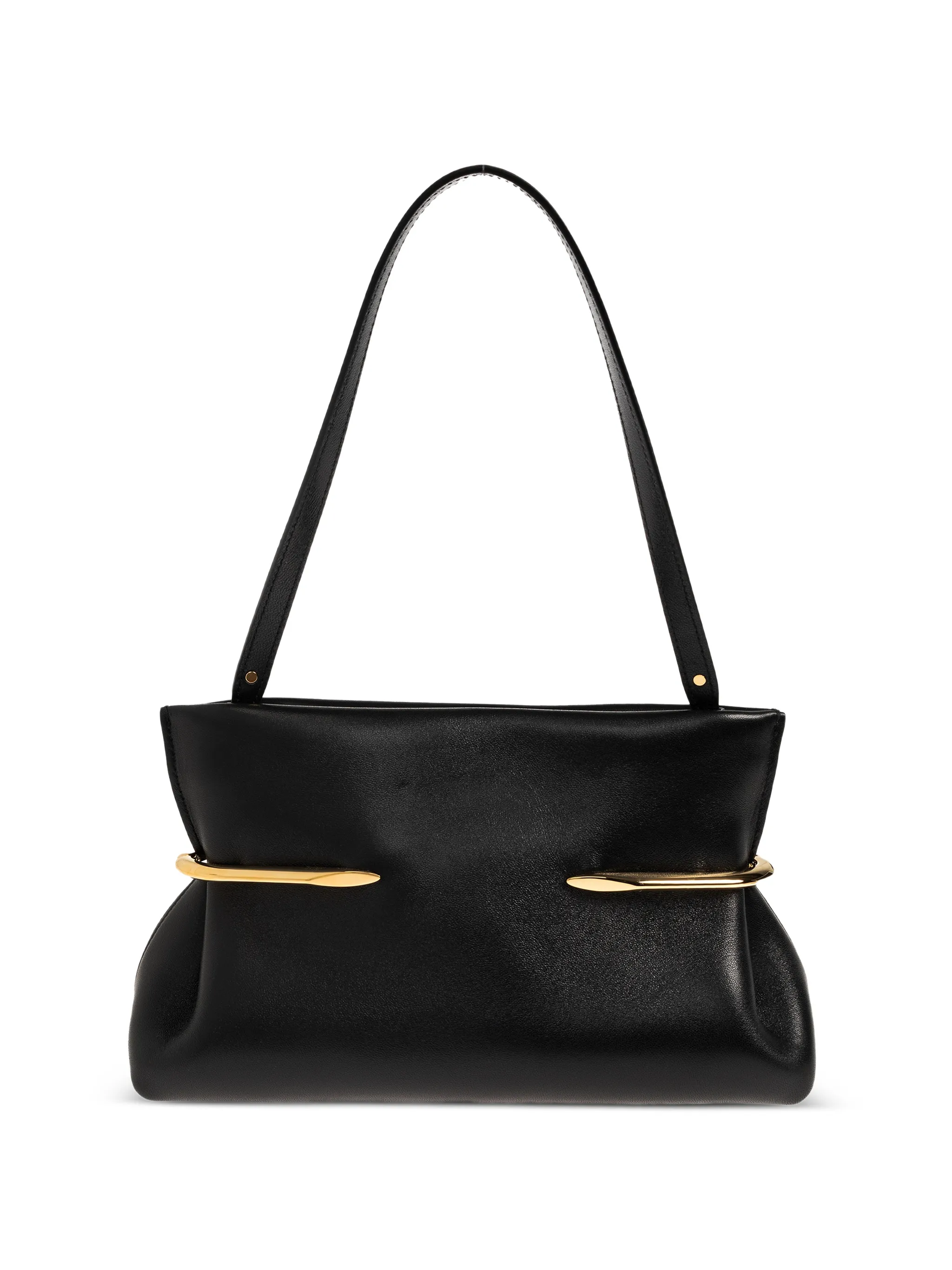 Pinch soft clutch in nappa leather