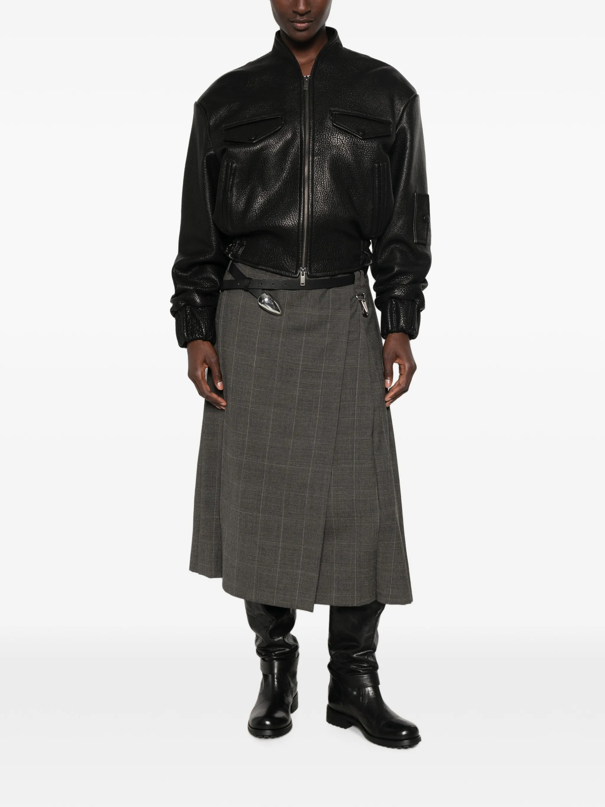 Prince of Wales check pleated skirt