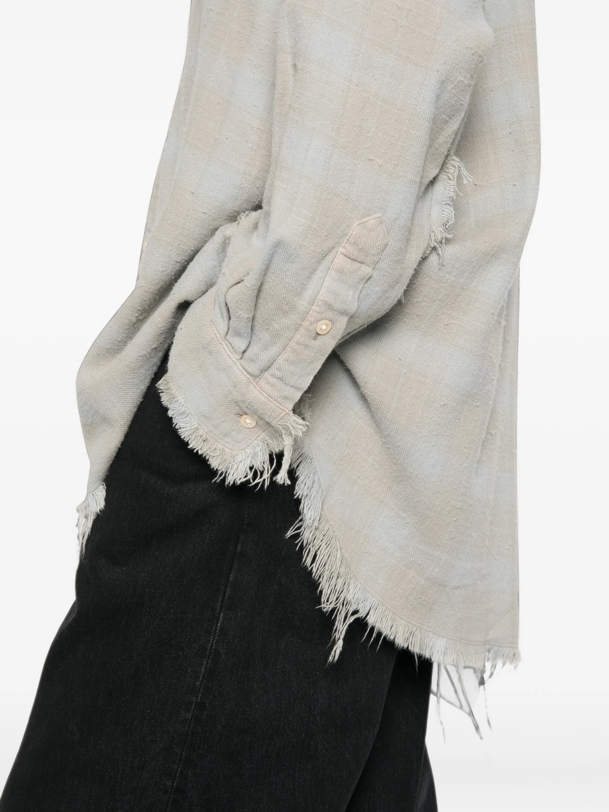 shredded seam drop neck shirt