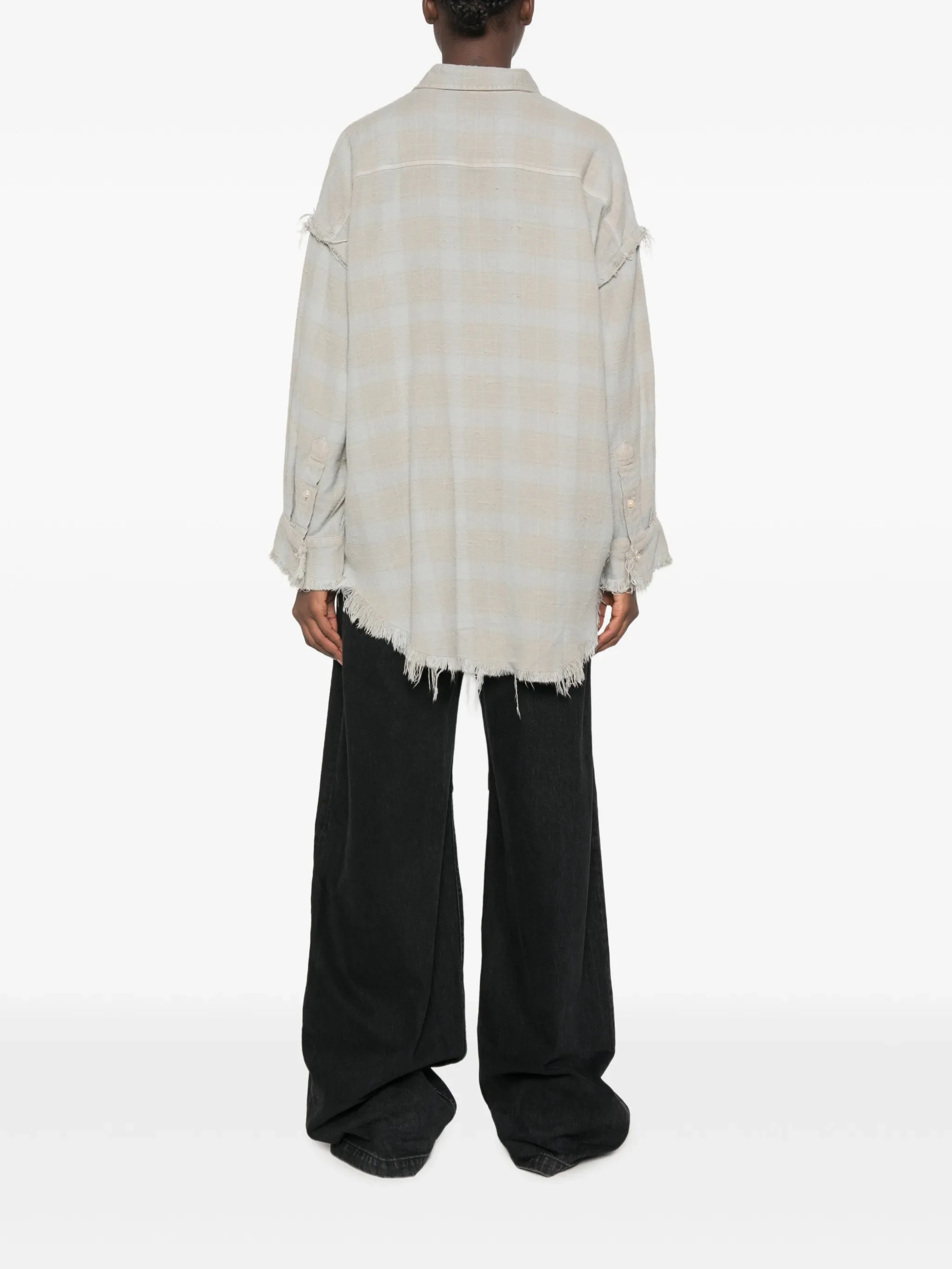 shredded seam drop neck shirt