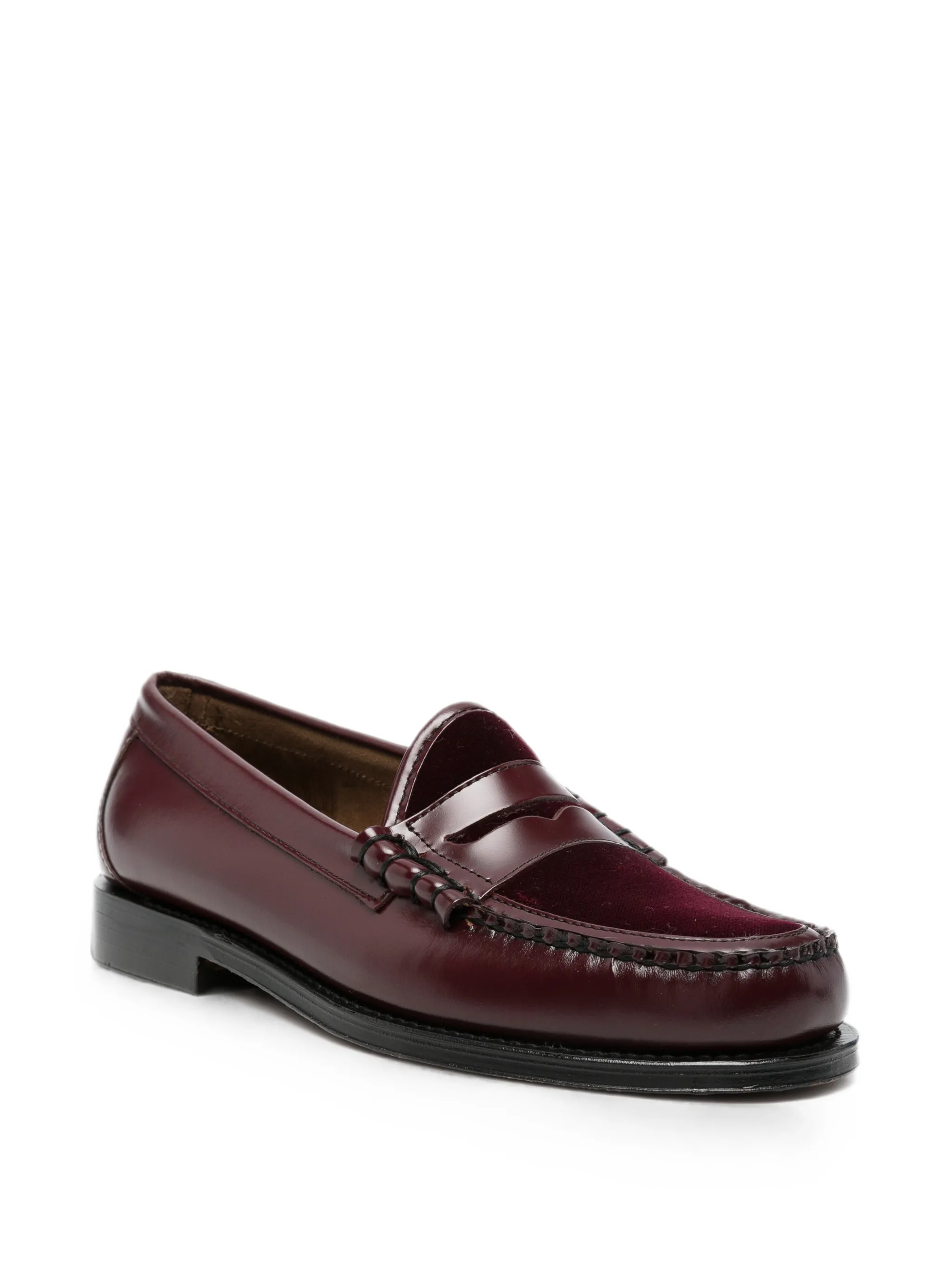 Weejun Larson Penny loafers in wine leather with velvet