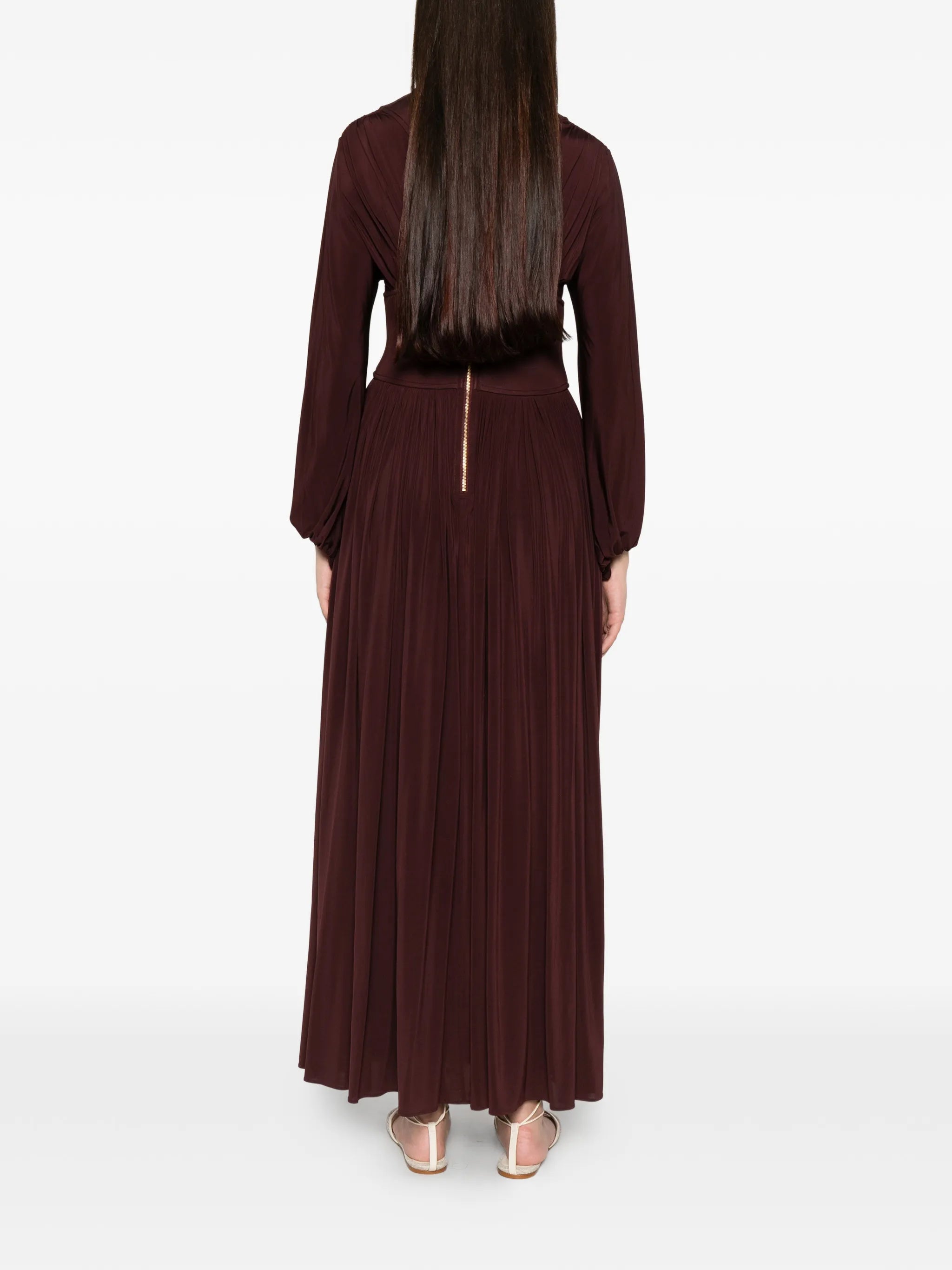 Luna pleated long-sleeve dress