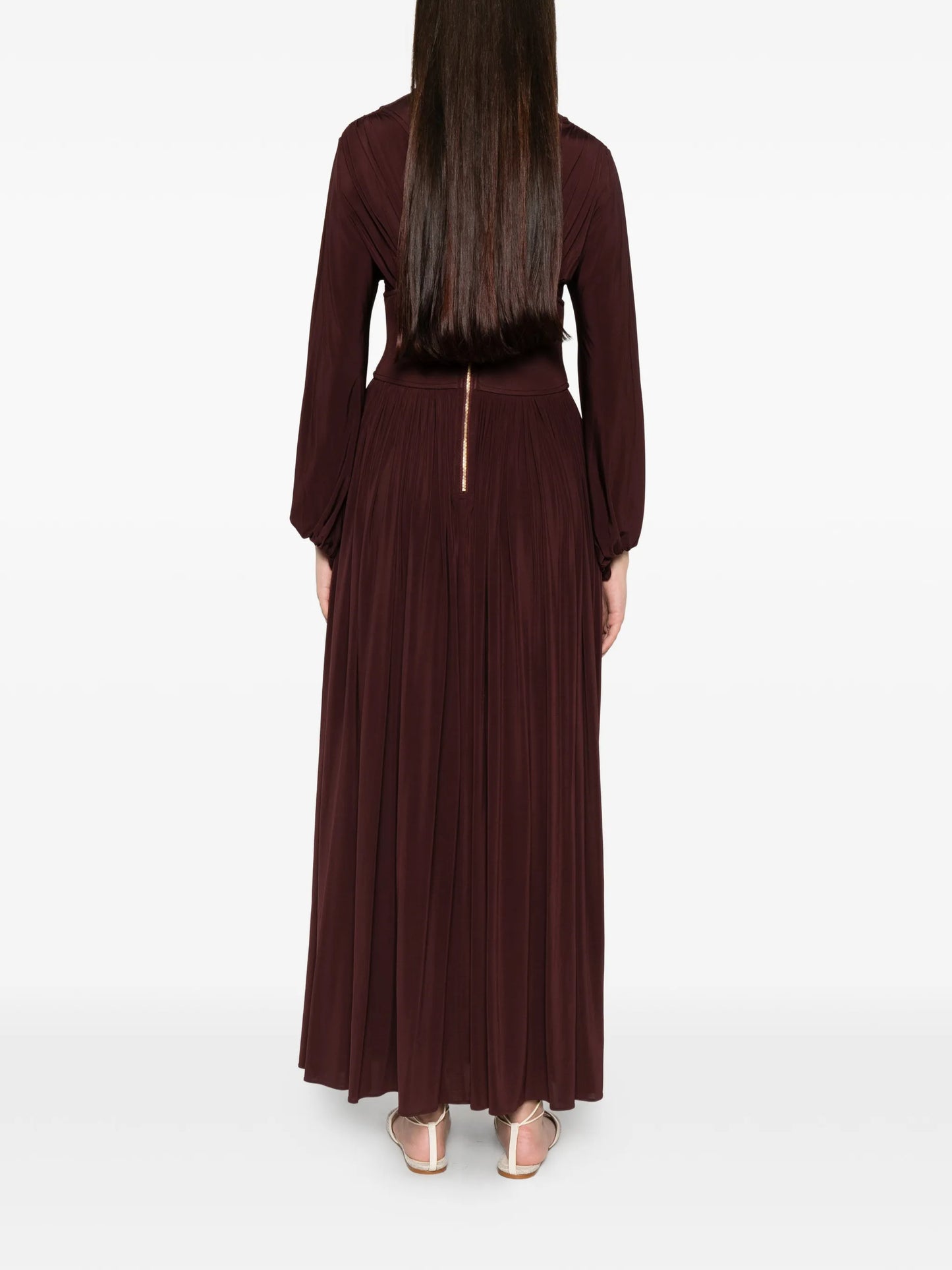 Luna pleated long-sleeve dress