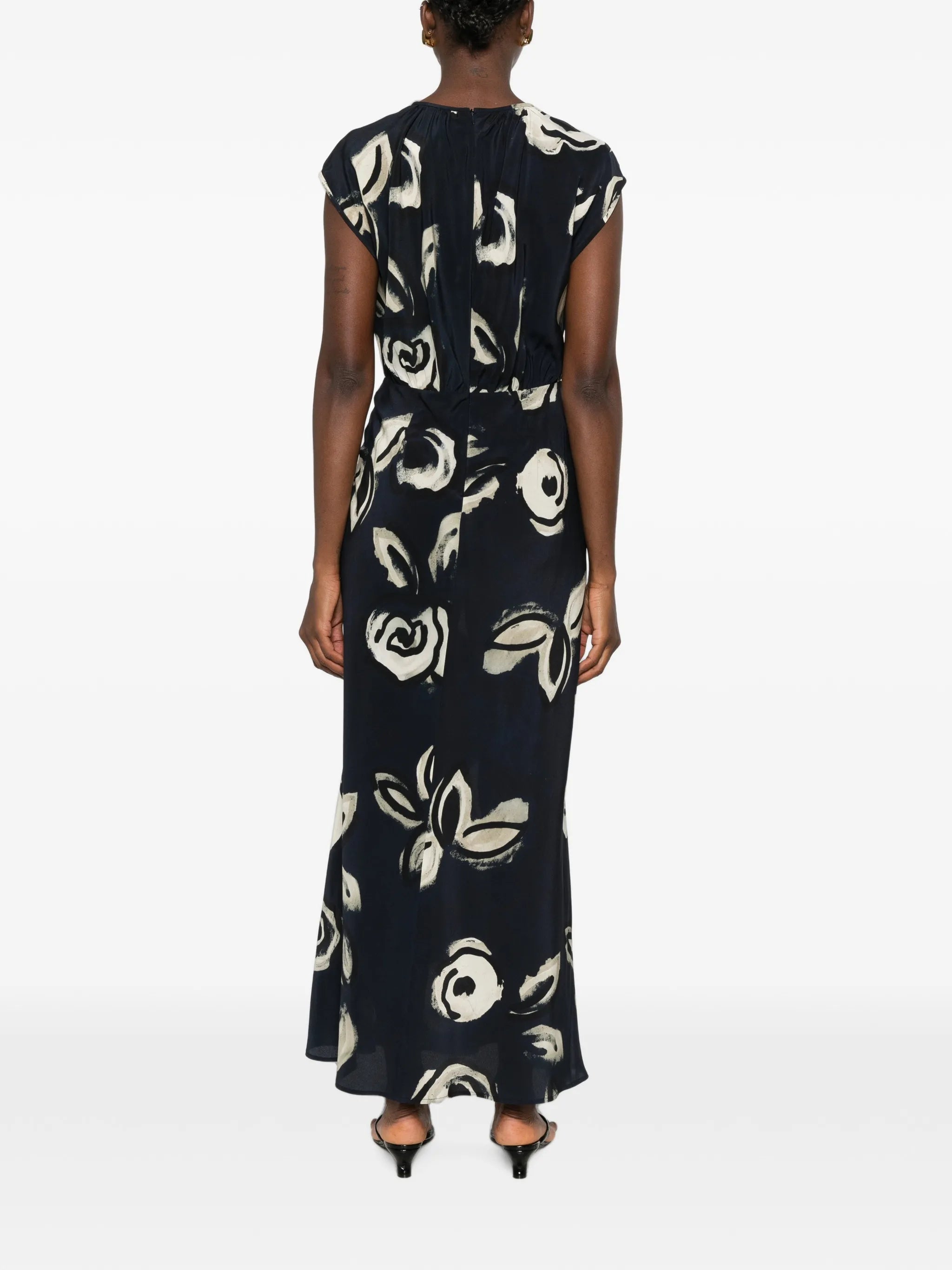 floral-print tie-waist dress