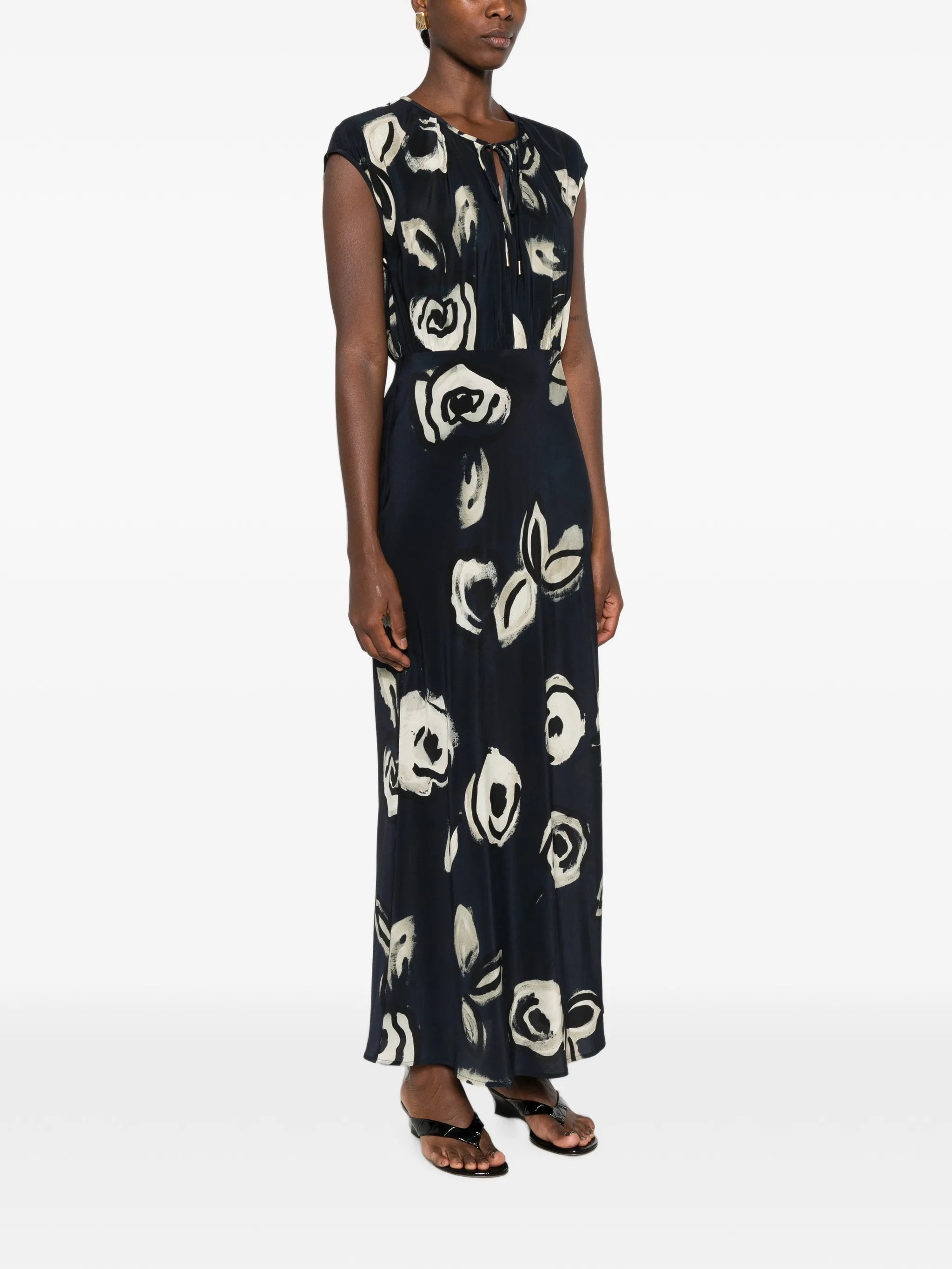 floral-print tie-waist dress