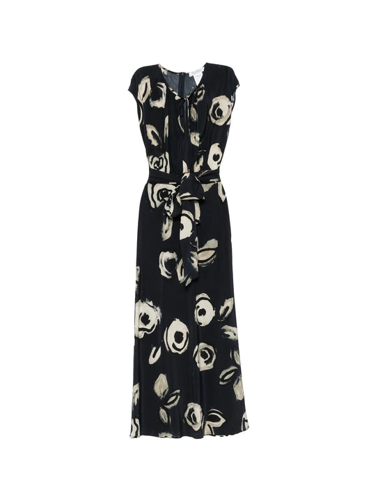 floral-print tie-waist dress