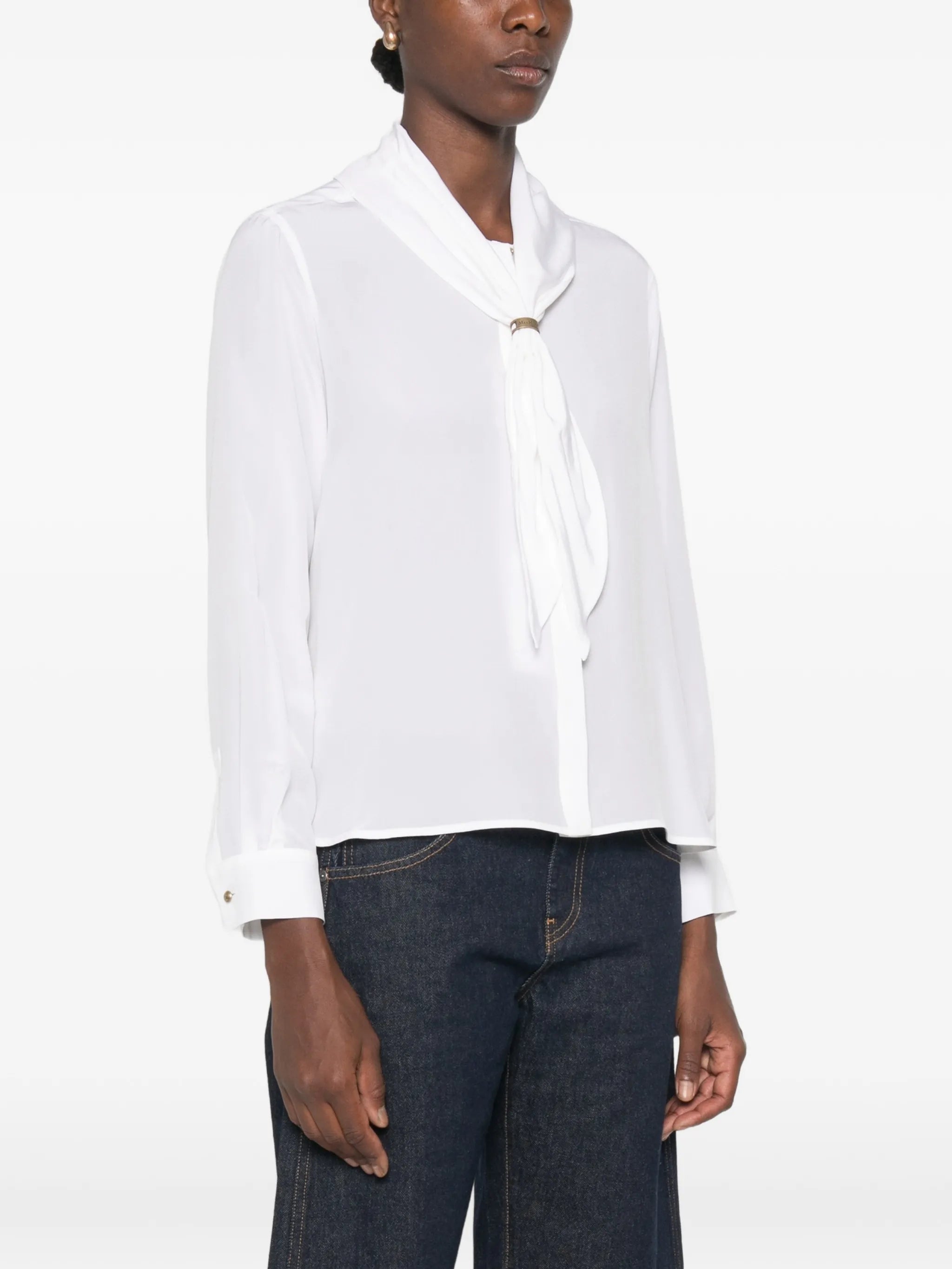 tie-neck long-sleeve shirt