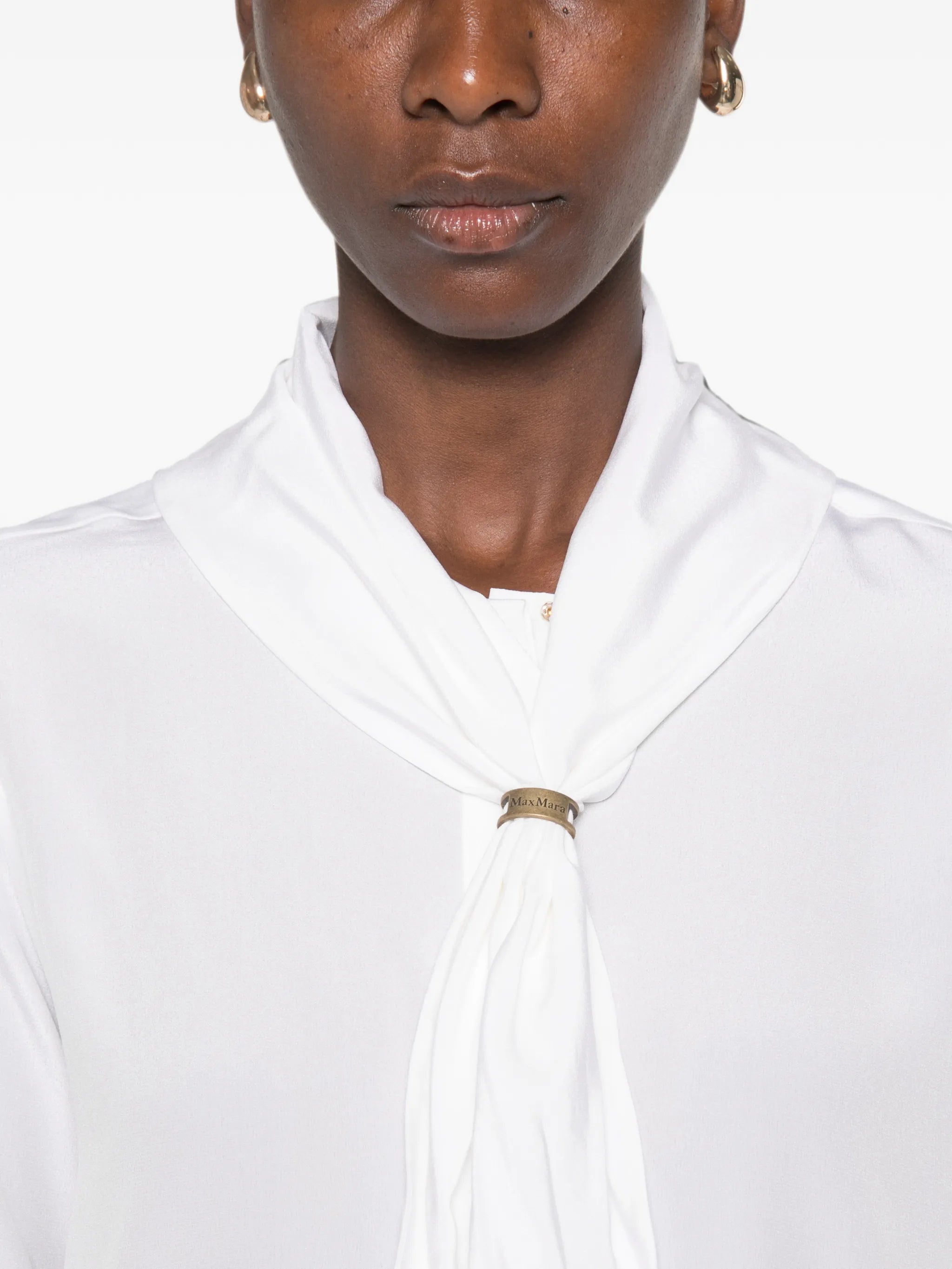 tie-neck long-sleeve shirt
