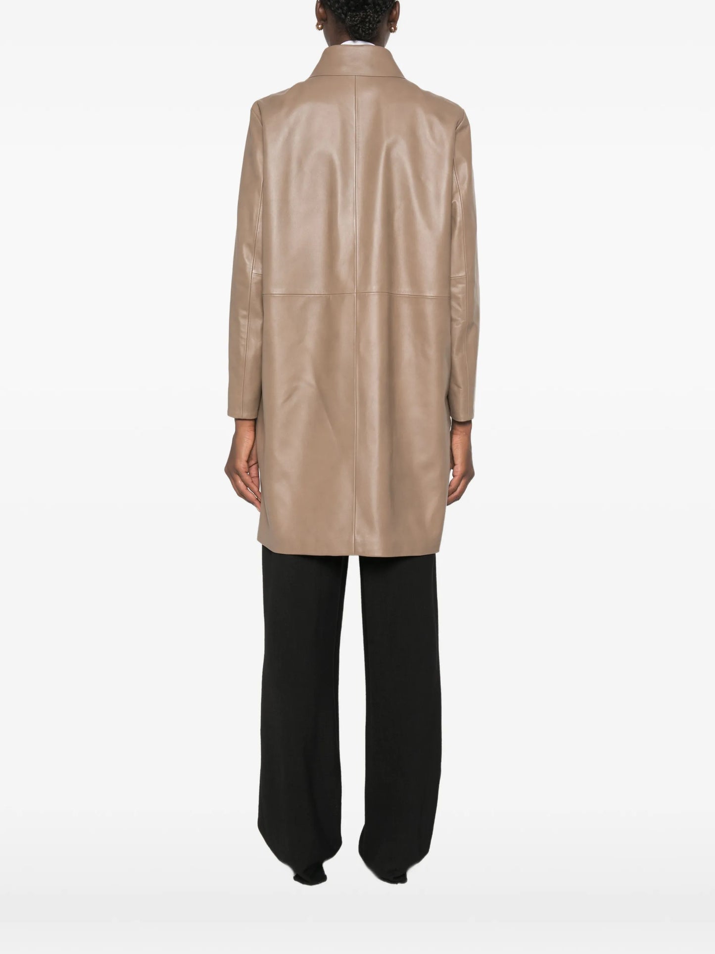 leather zip-up coat