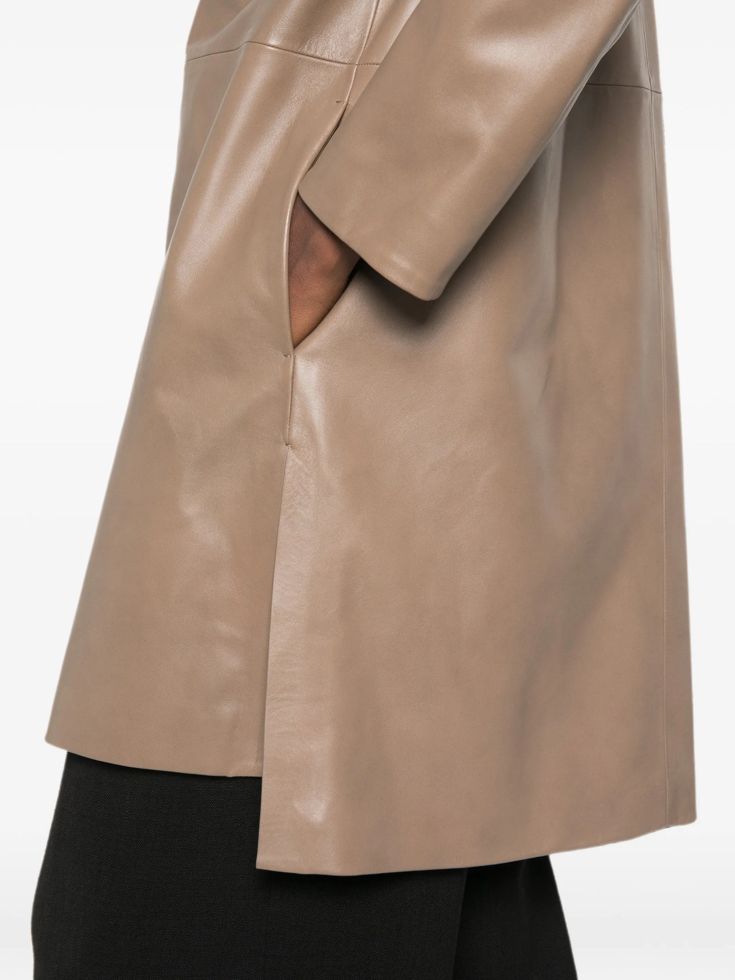 leather zip-up coat