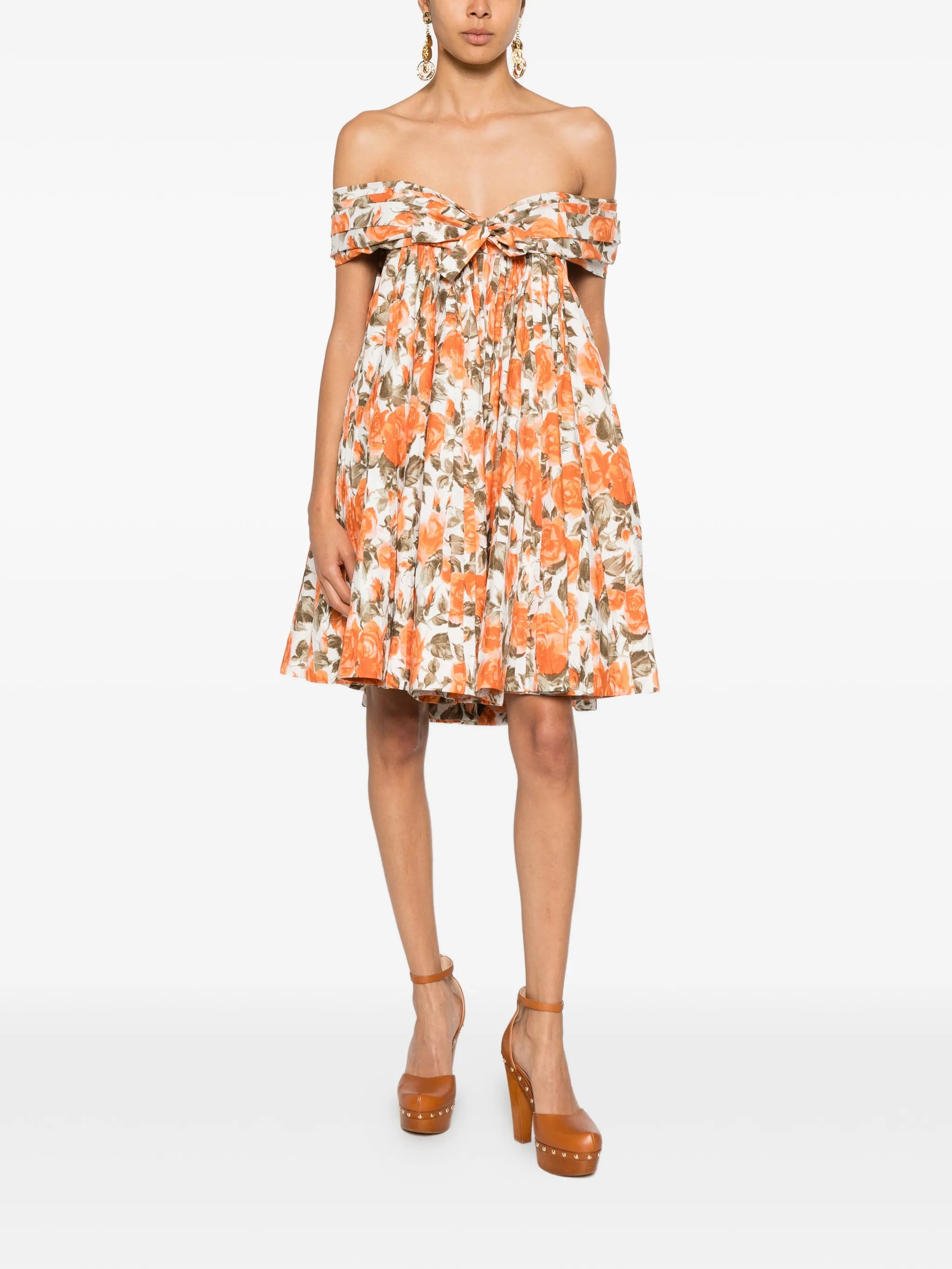 floral-print off-shoulder mini dress