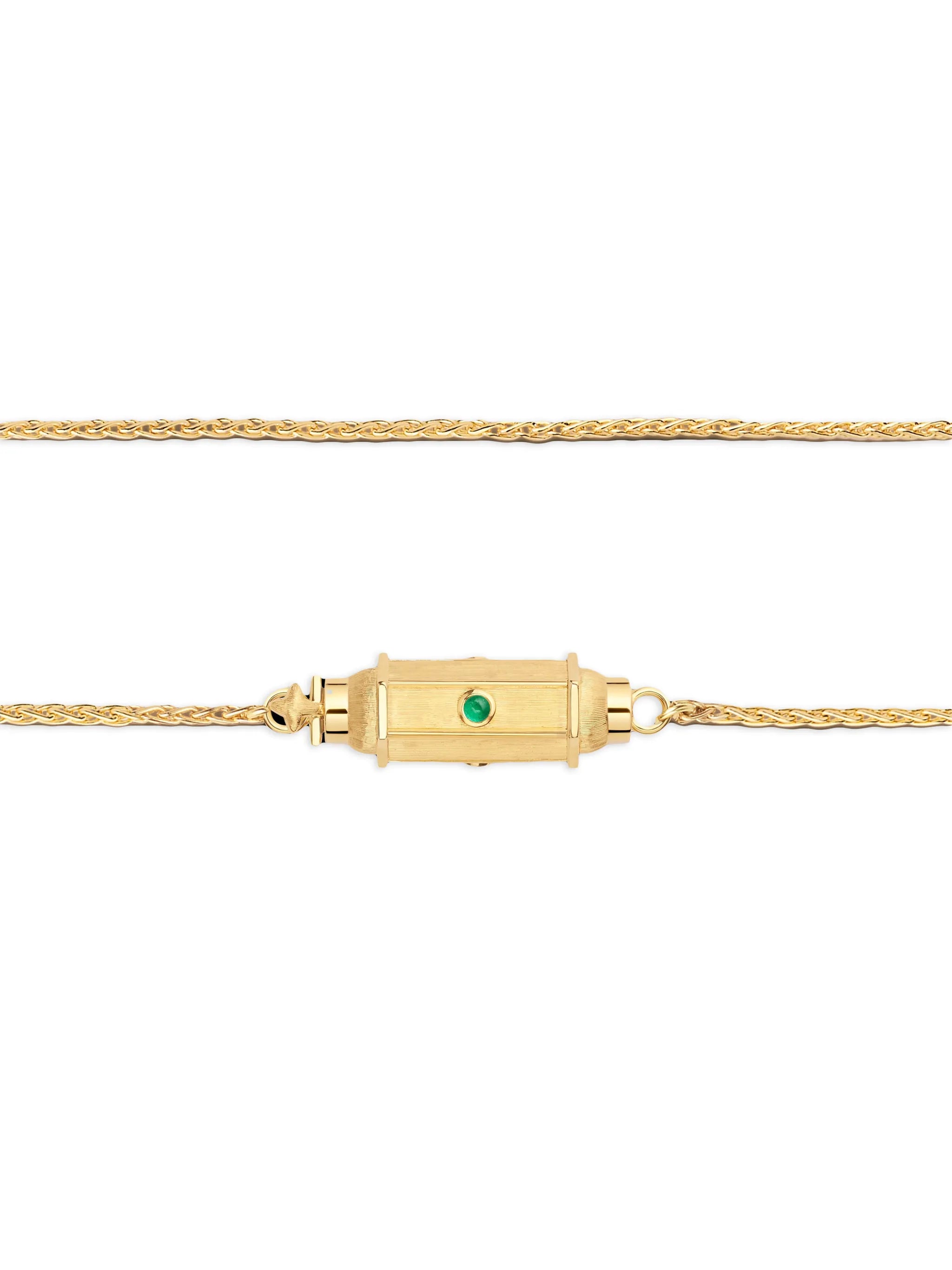 micro Coco emerald locket necklace