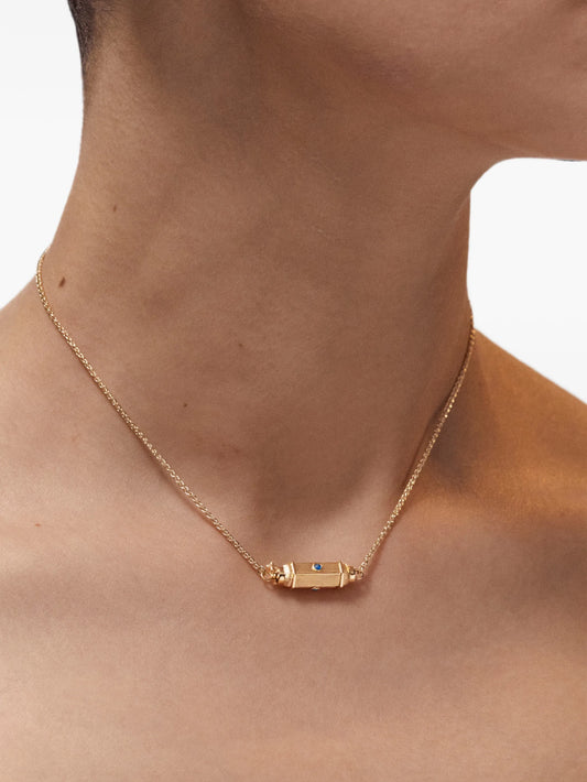 micro Coco sapphire locket necklace