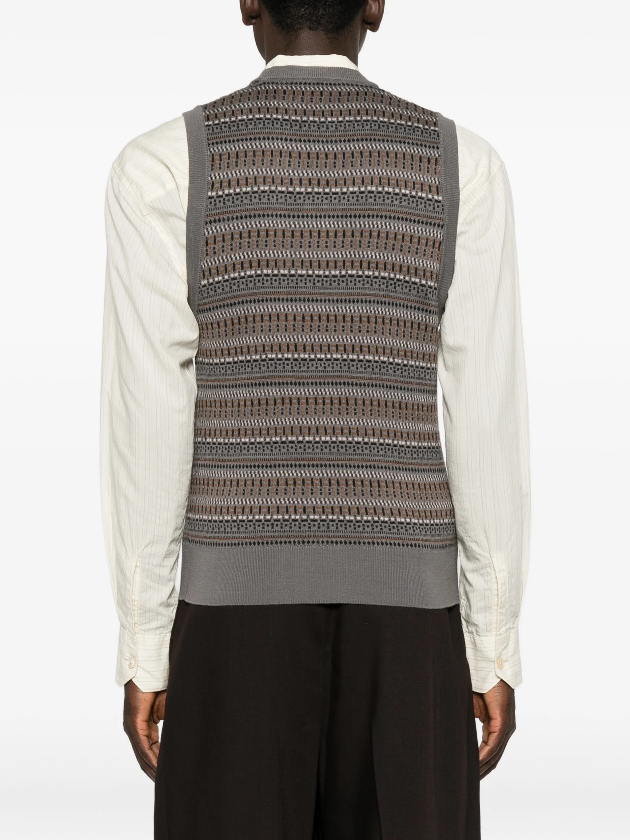 V-neck jacquard-knit vest