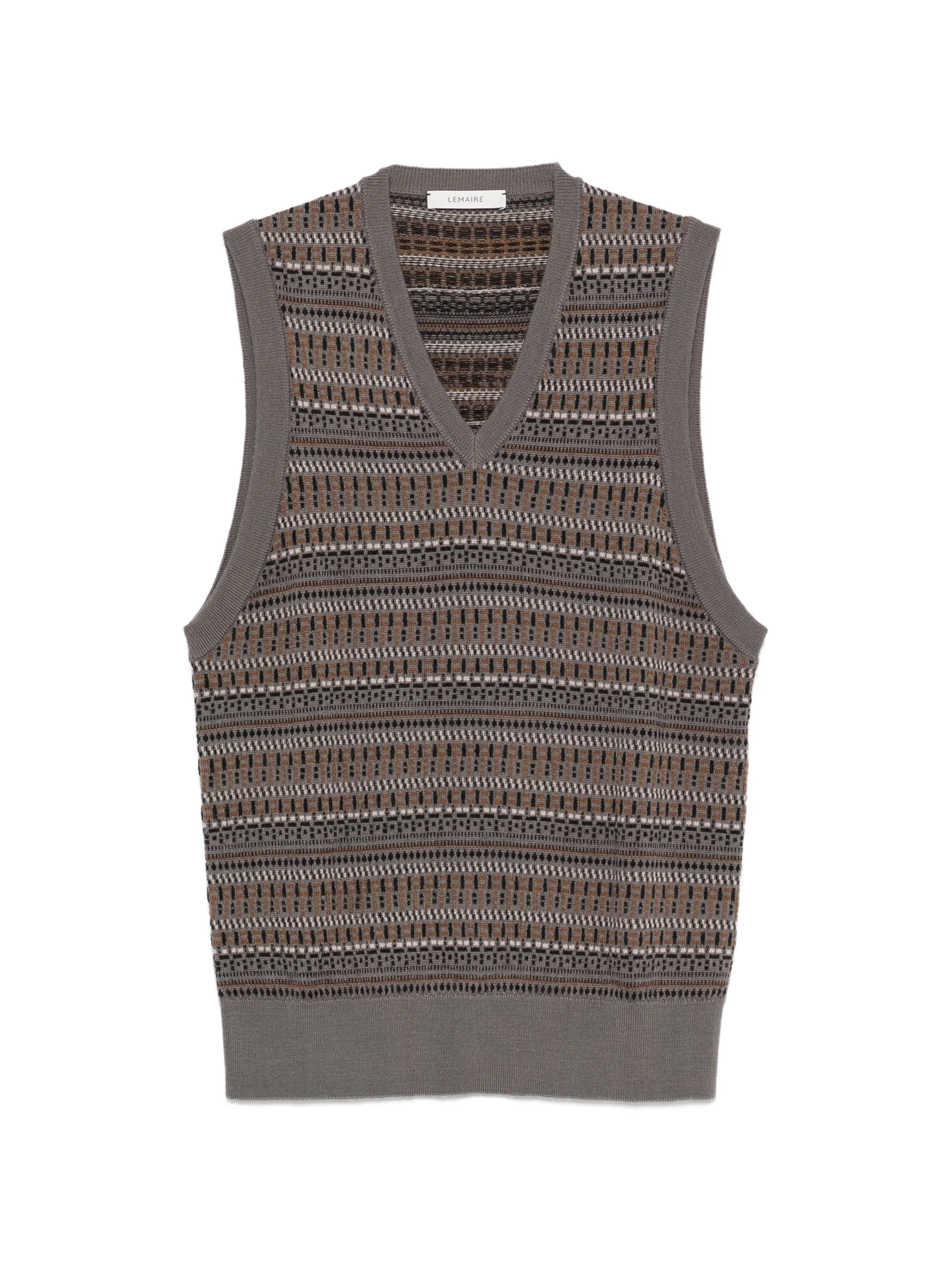 V-neck jacquard-knit vest