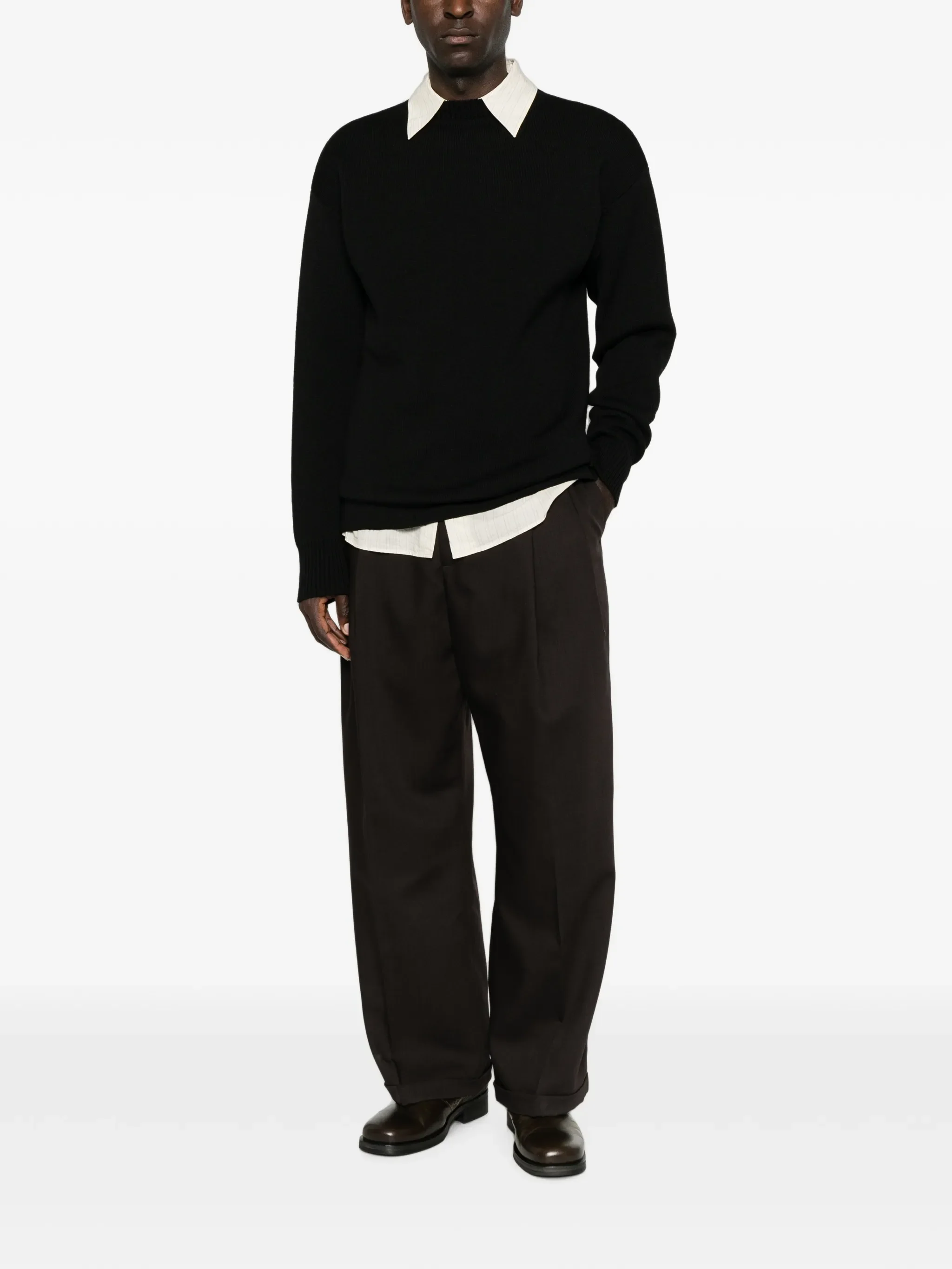 boat-neck sweater in double-face virgin wool