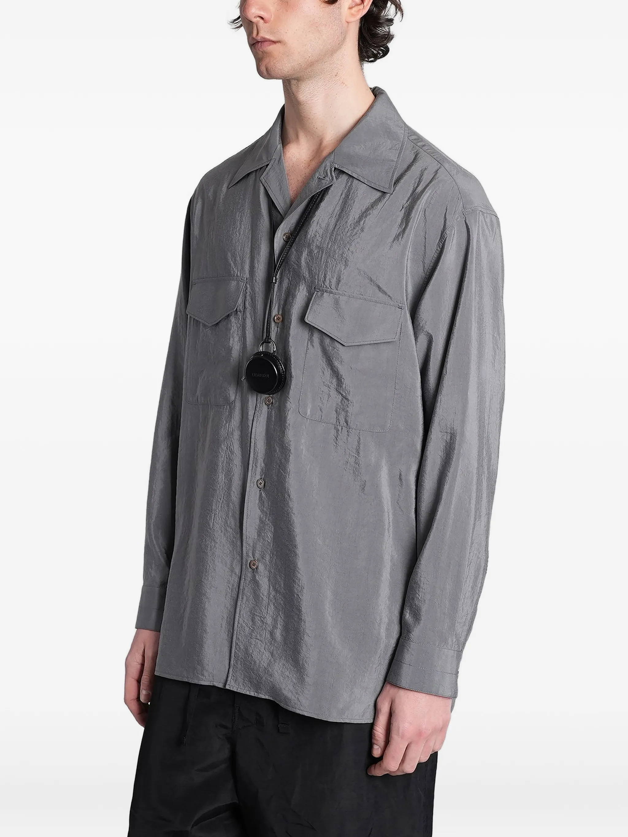 convertible collar shirt in dry silk