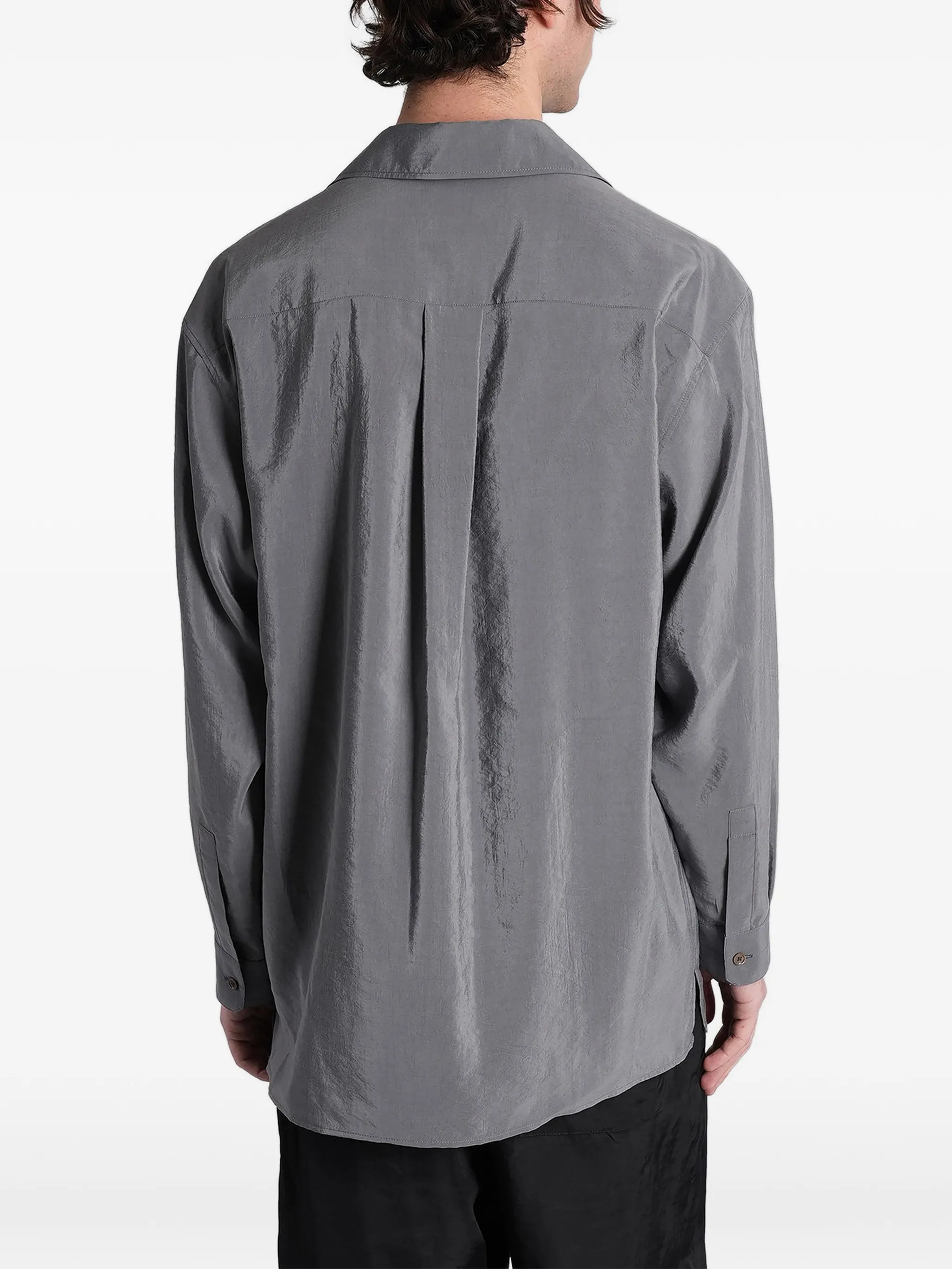 convertible collar shirt in dry silk