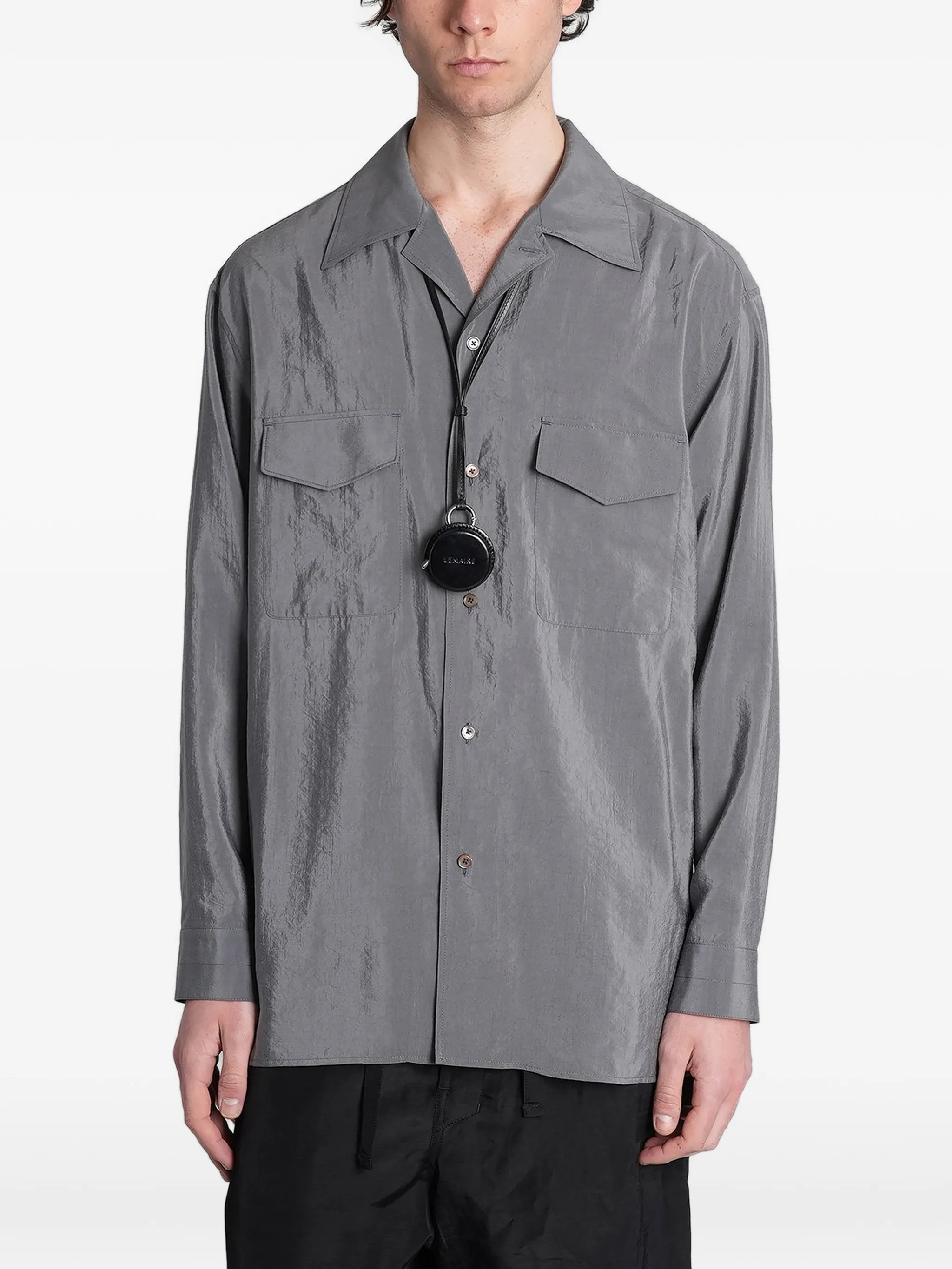 convertible collar shirt in dry silk