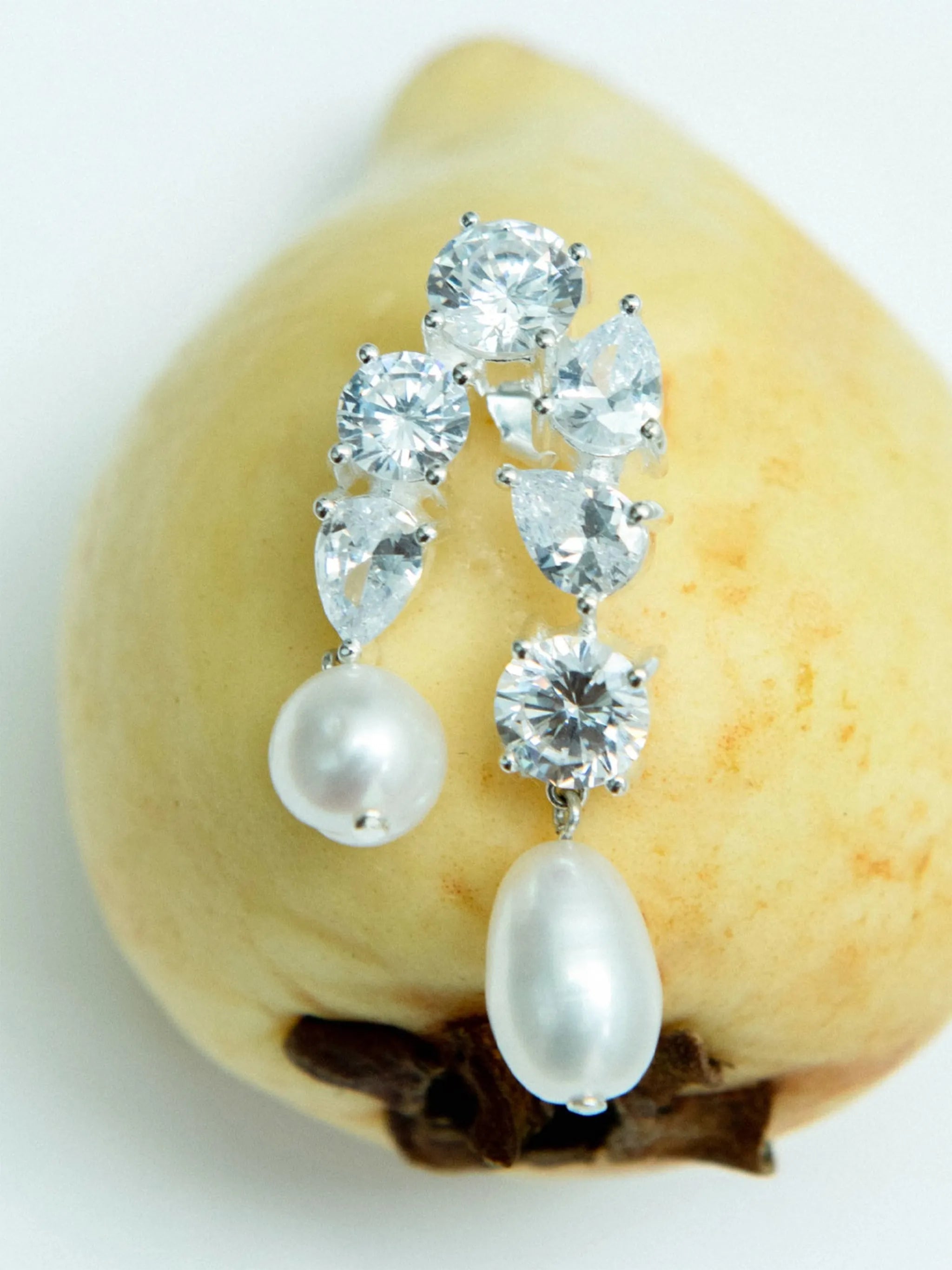 Cascading pearl and zirconia drop earrings