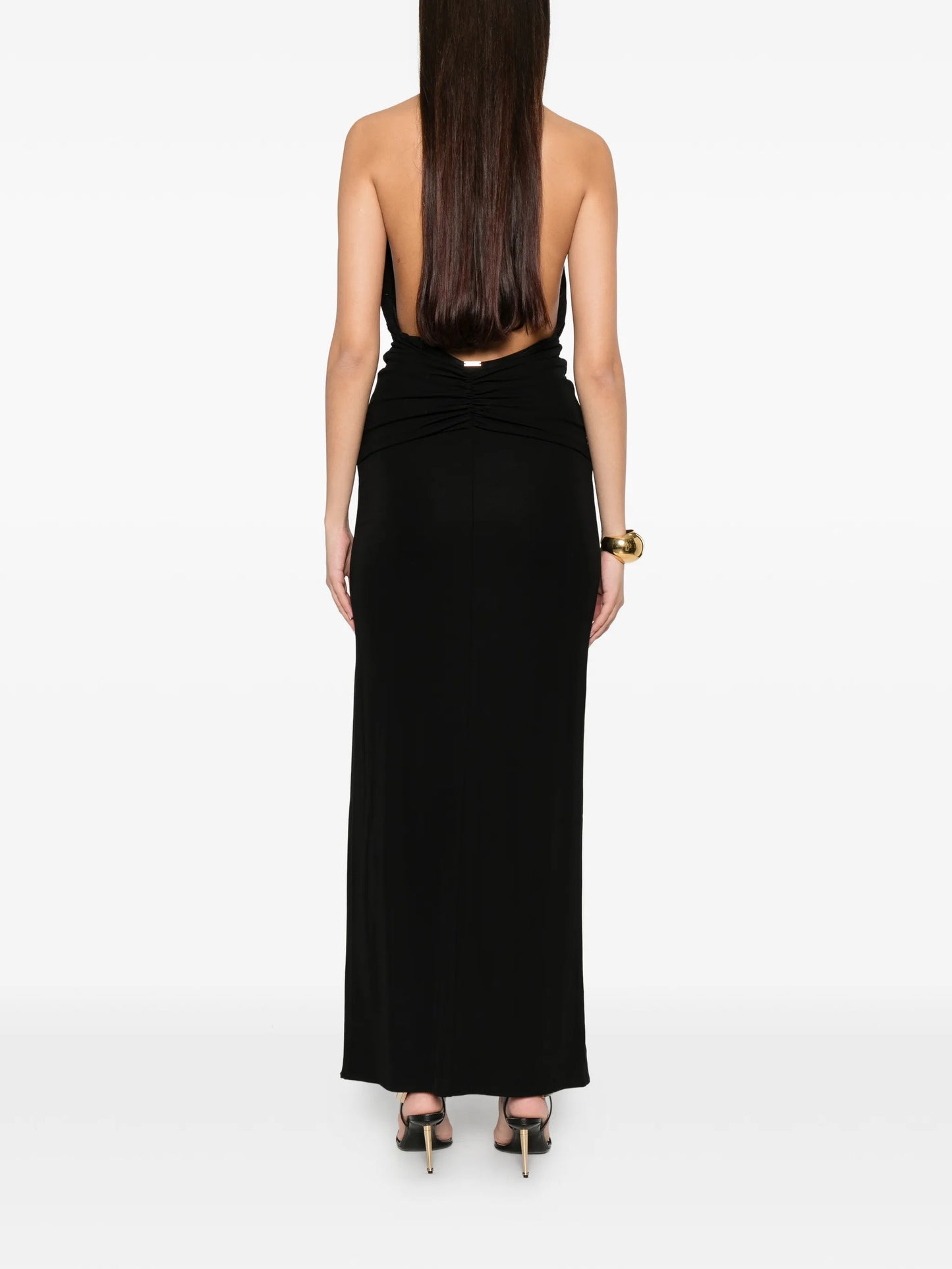 hammered-ring halterneck dress