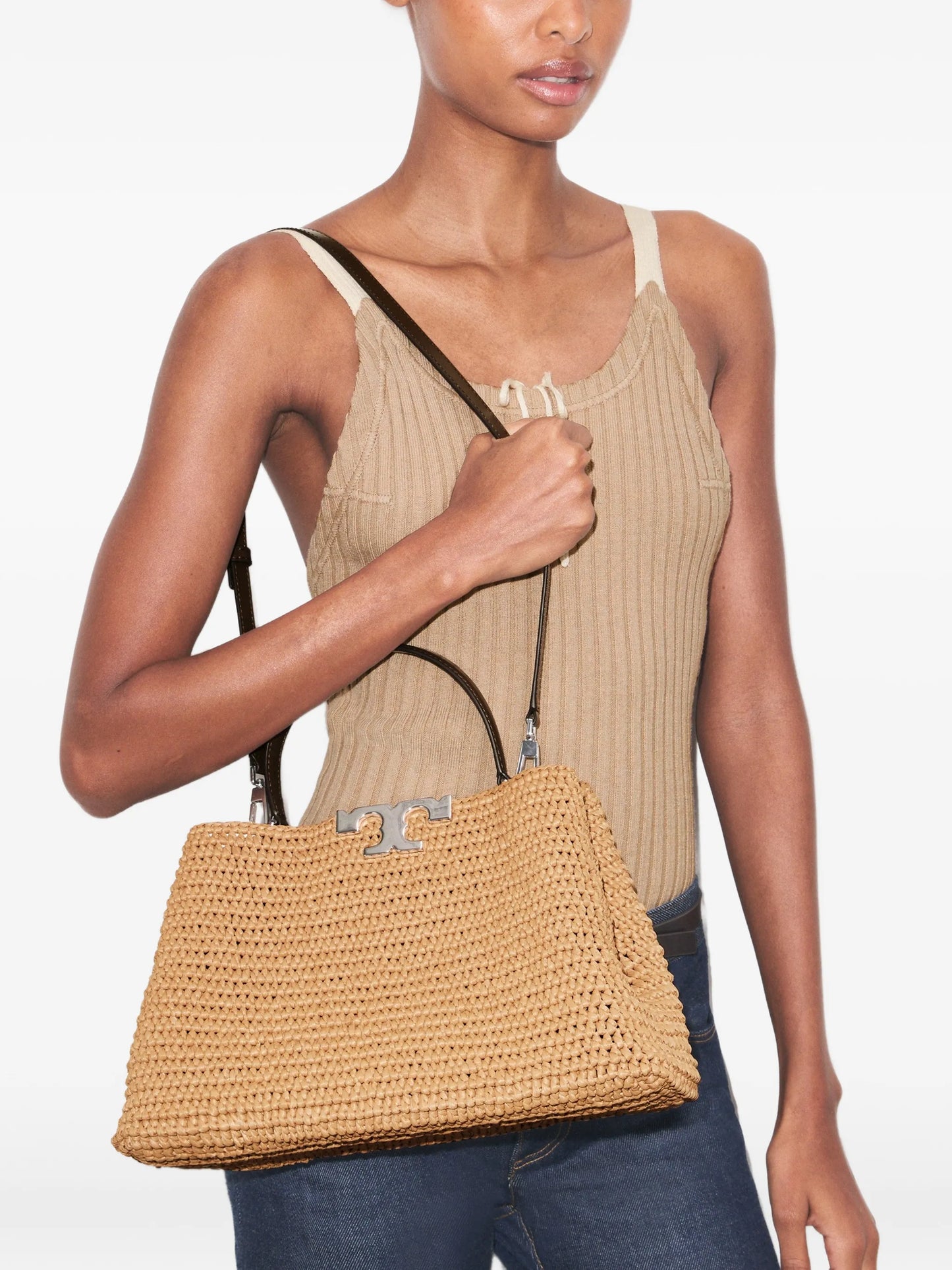Eleanor raffia satchel bag