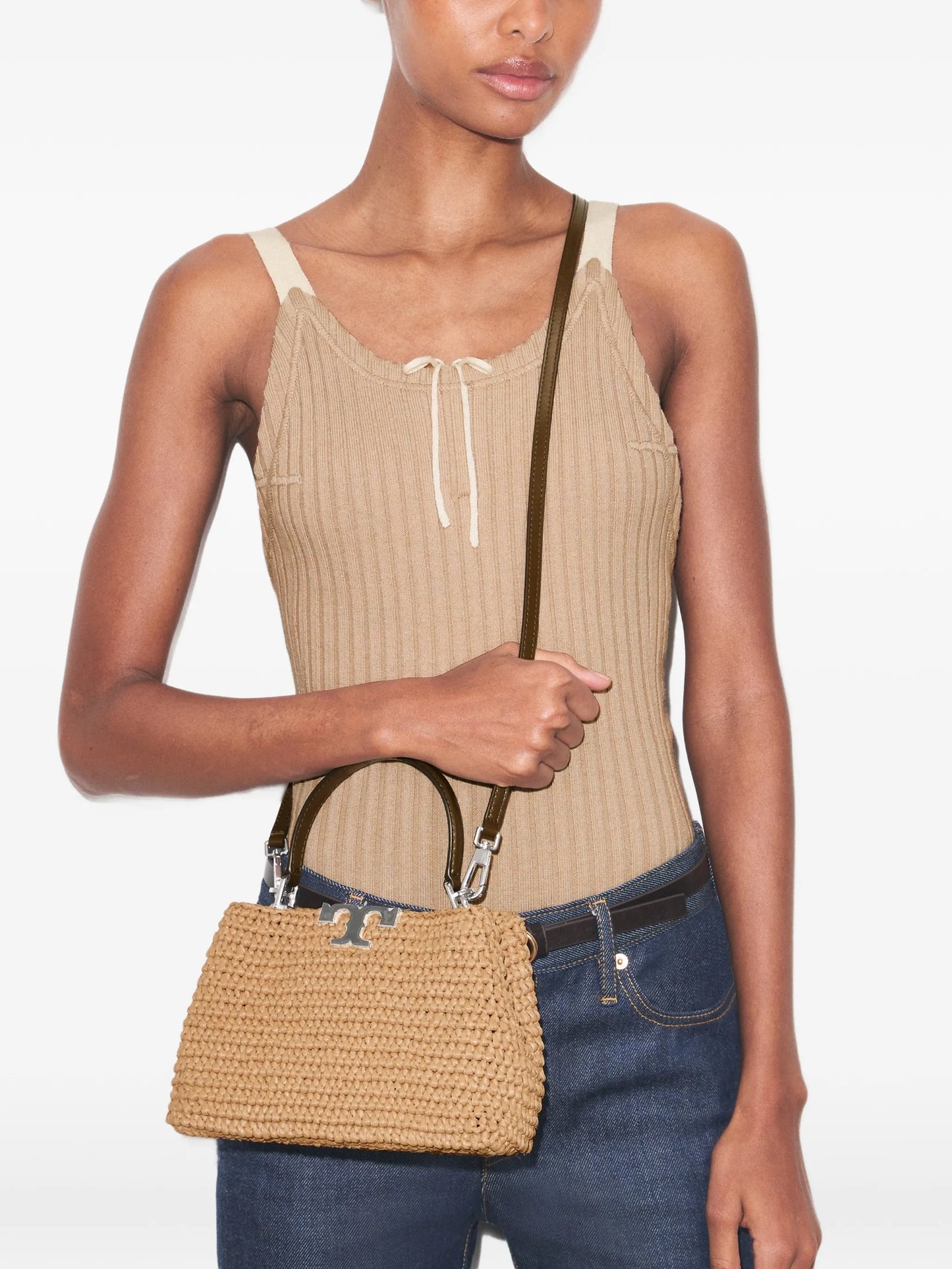 mini Eleanor straw tote bag