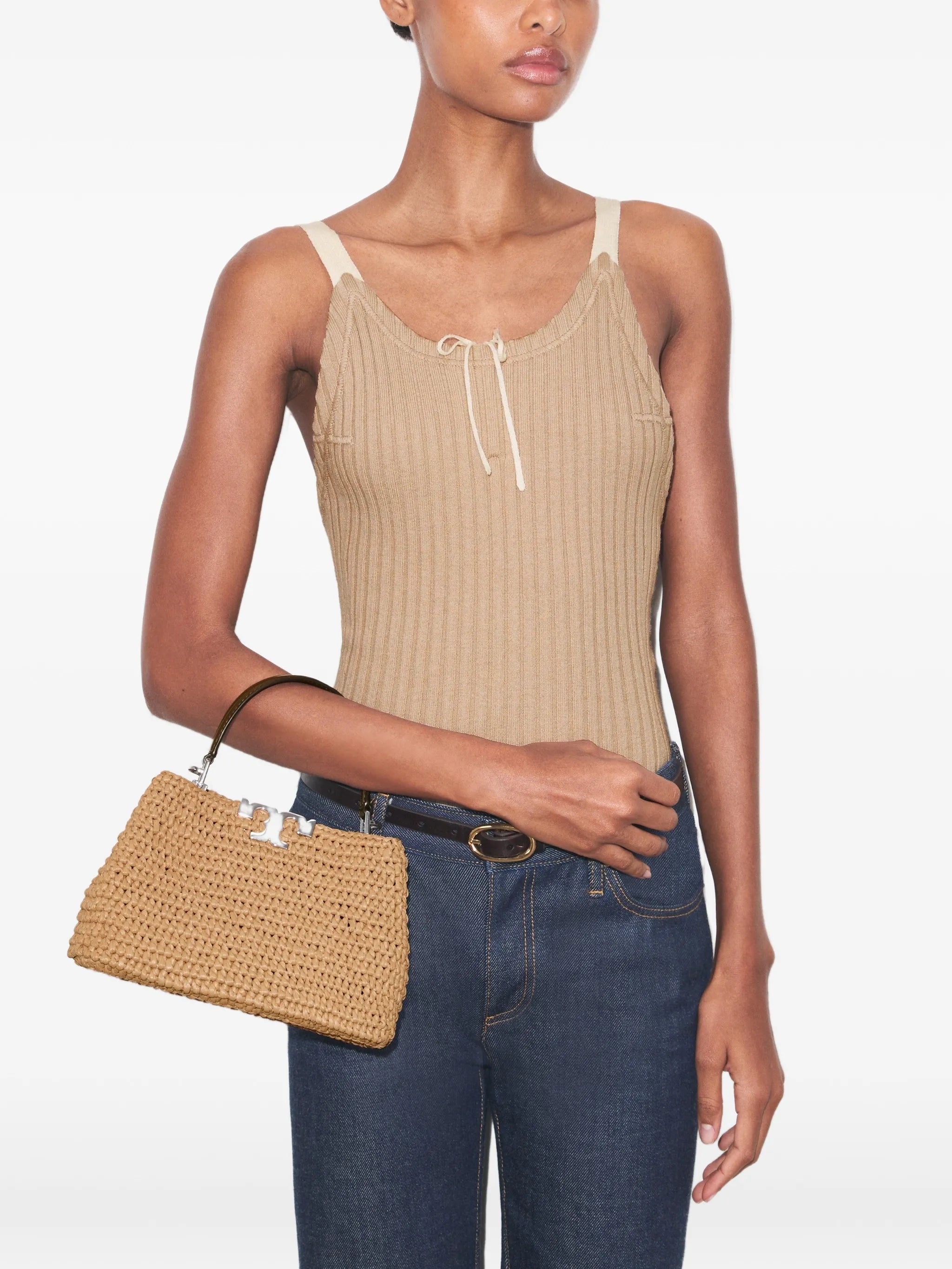 mini Eleanor straw tote bag