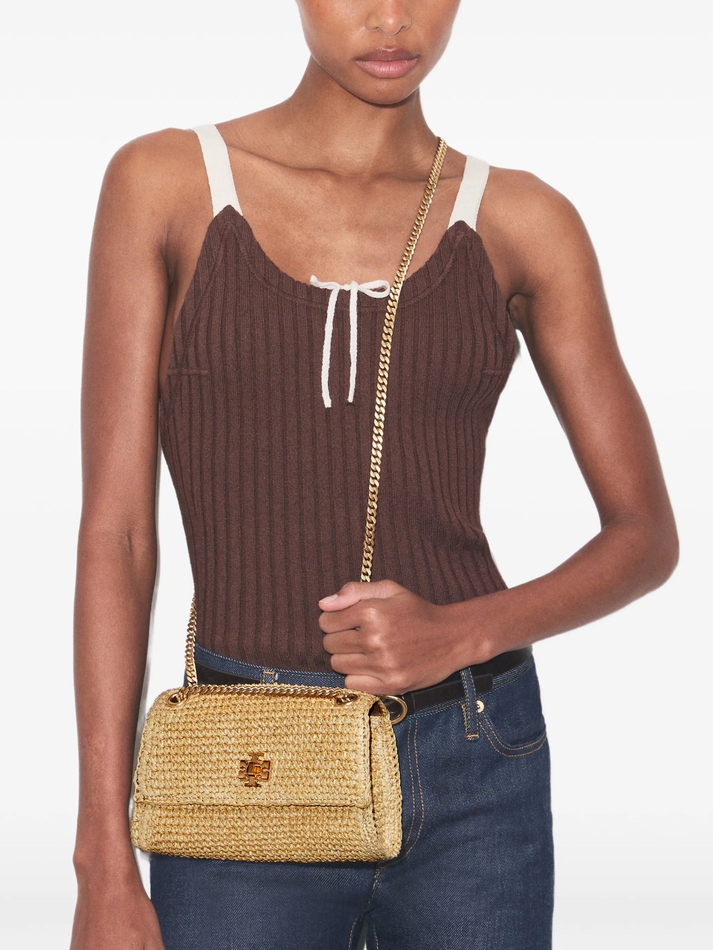 mini Kira turnlock woven shoulder bag
