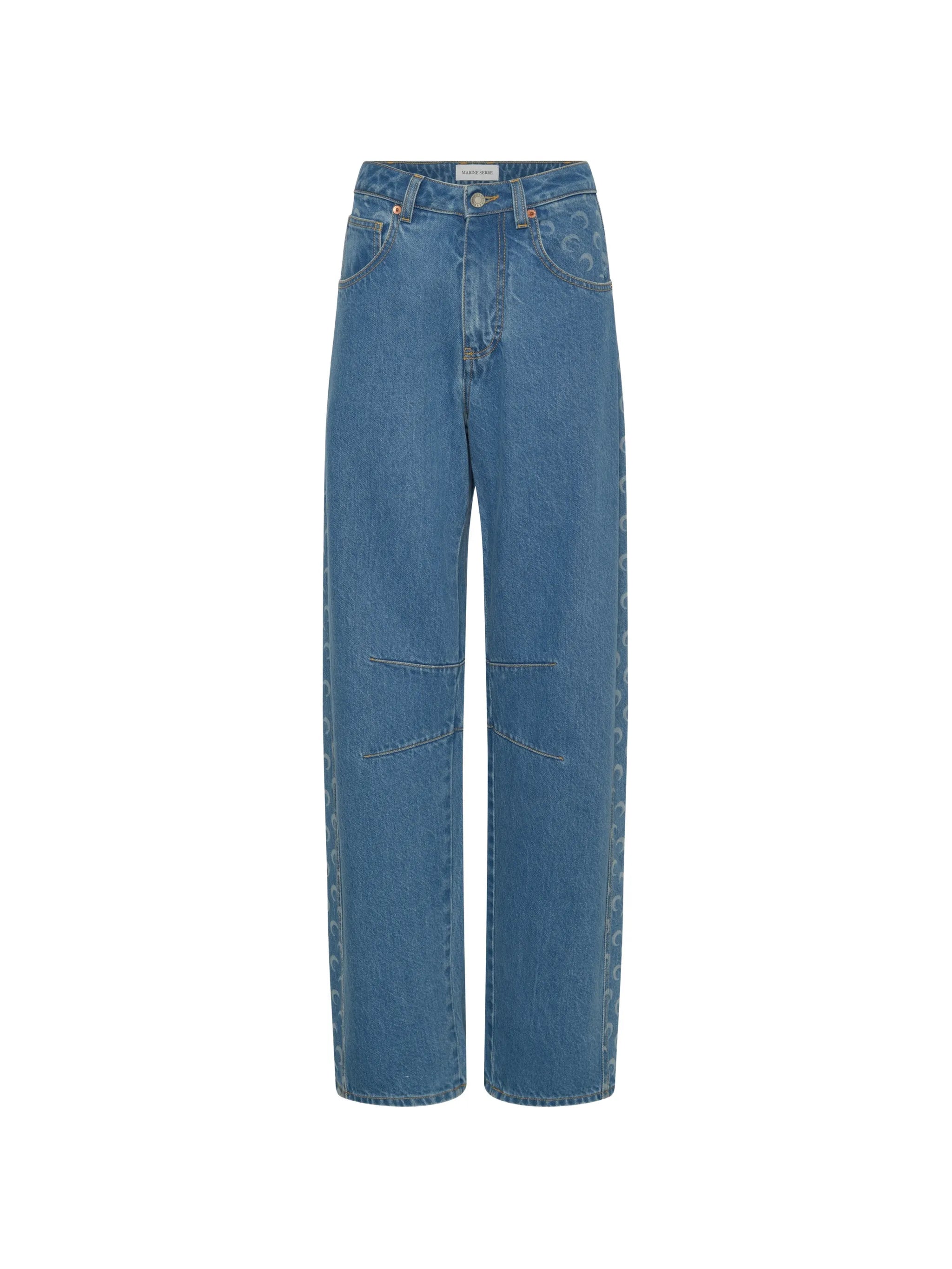 Moon-print barrel jeans
