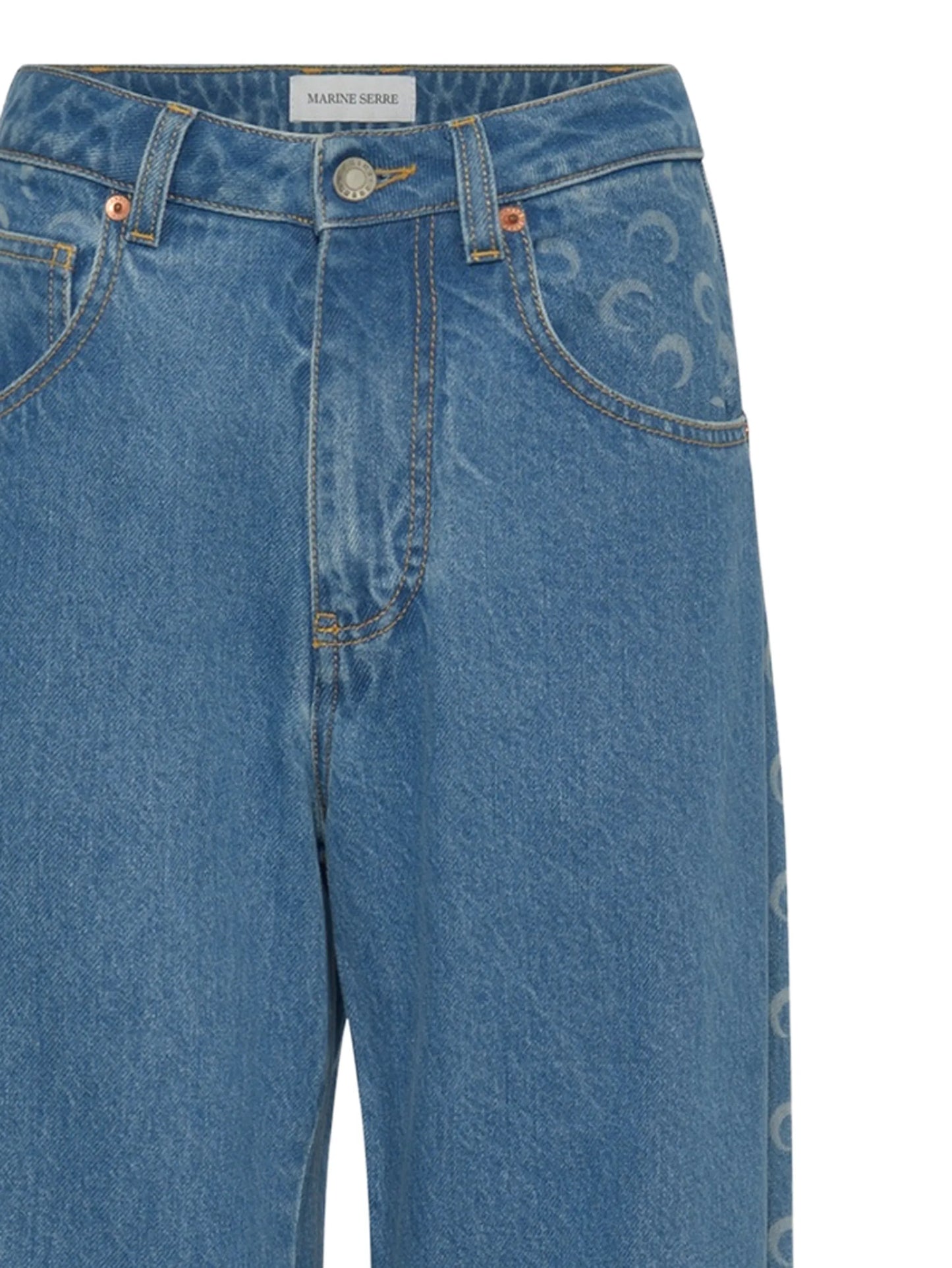 Moon-print barrel jeans