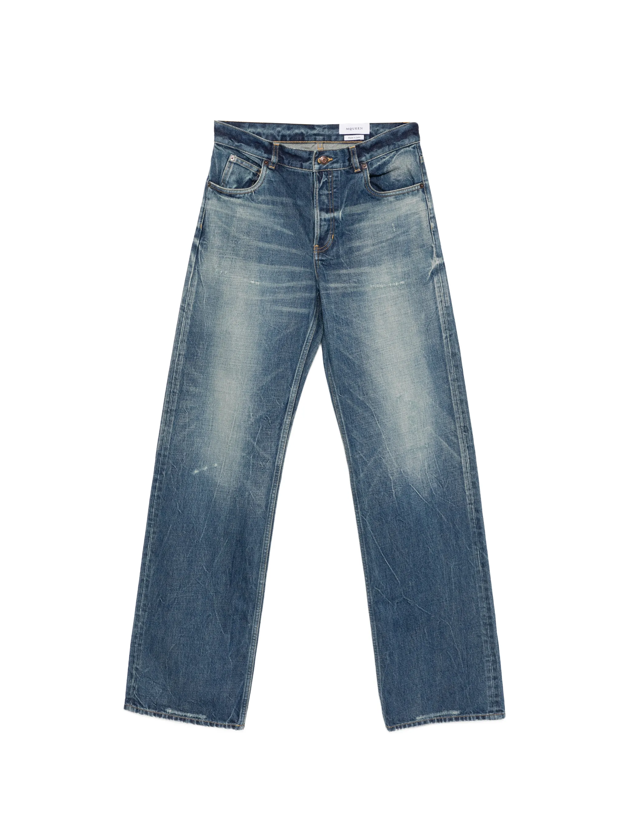 button-fastening faded jeans