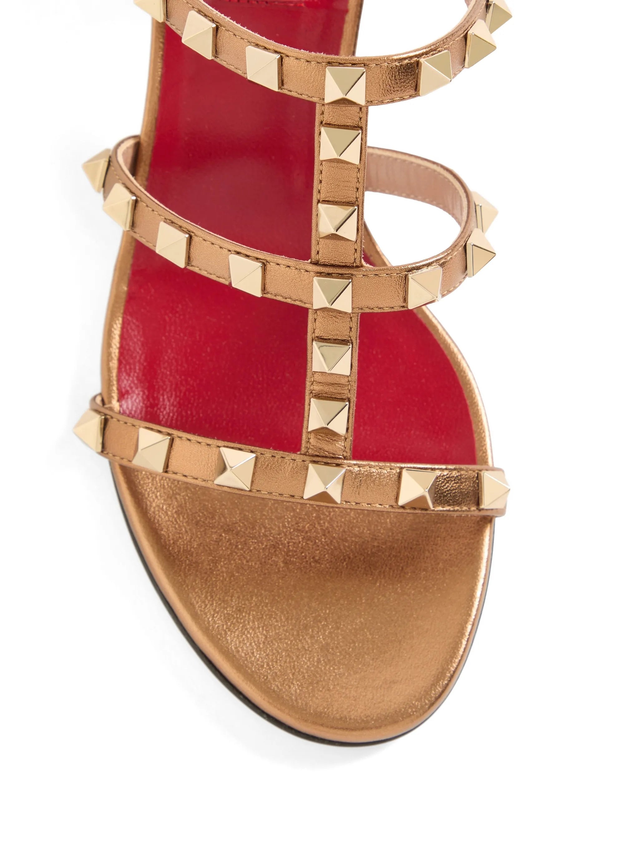 Rockstud slide sandals in laminated nappa leather 60mm