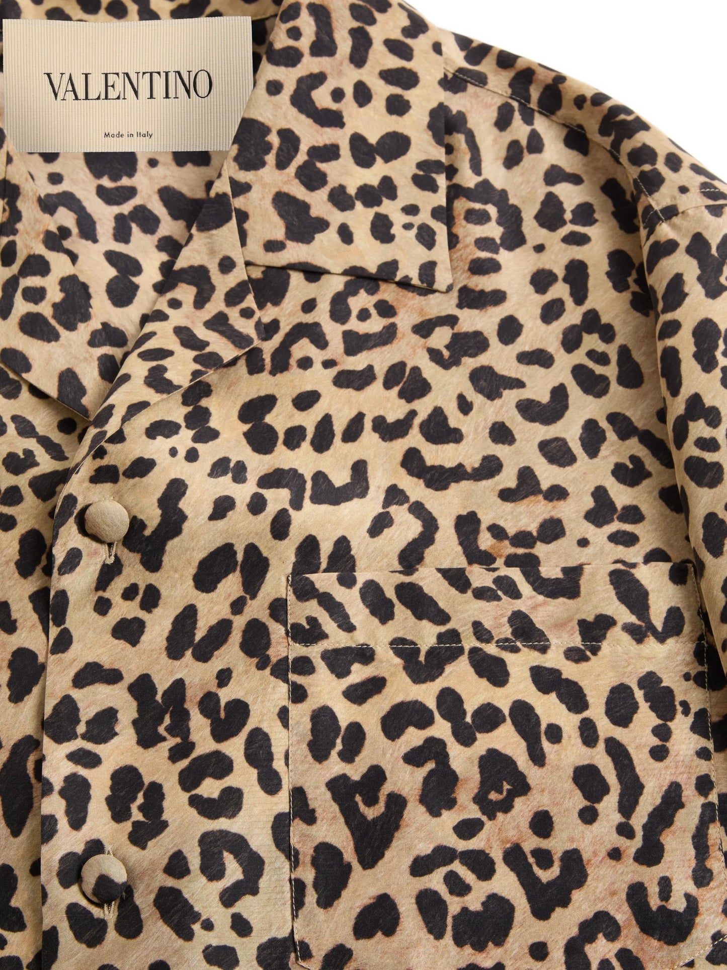 habotai silk bowling shirt with Fauve Eclat Animalier print