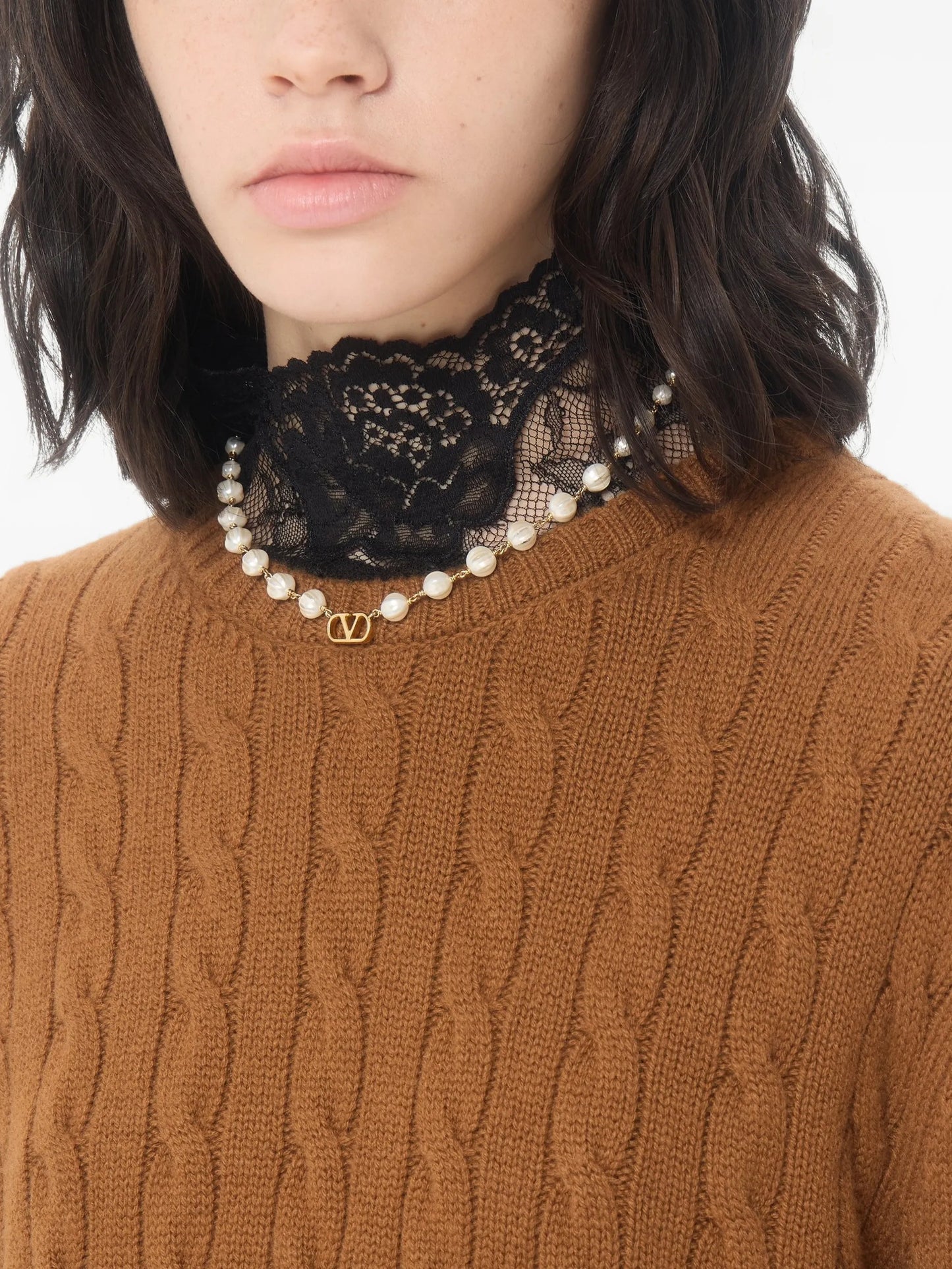 Vlogo Signature necklace in metal and glass beads
