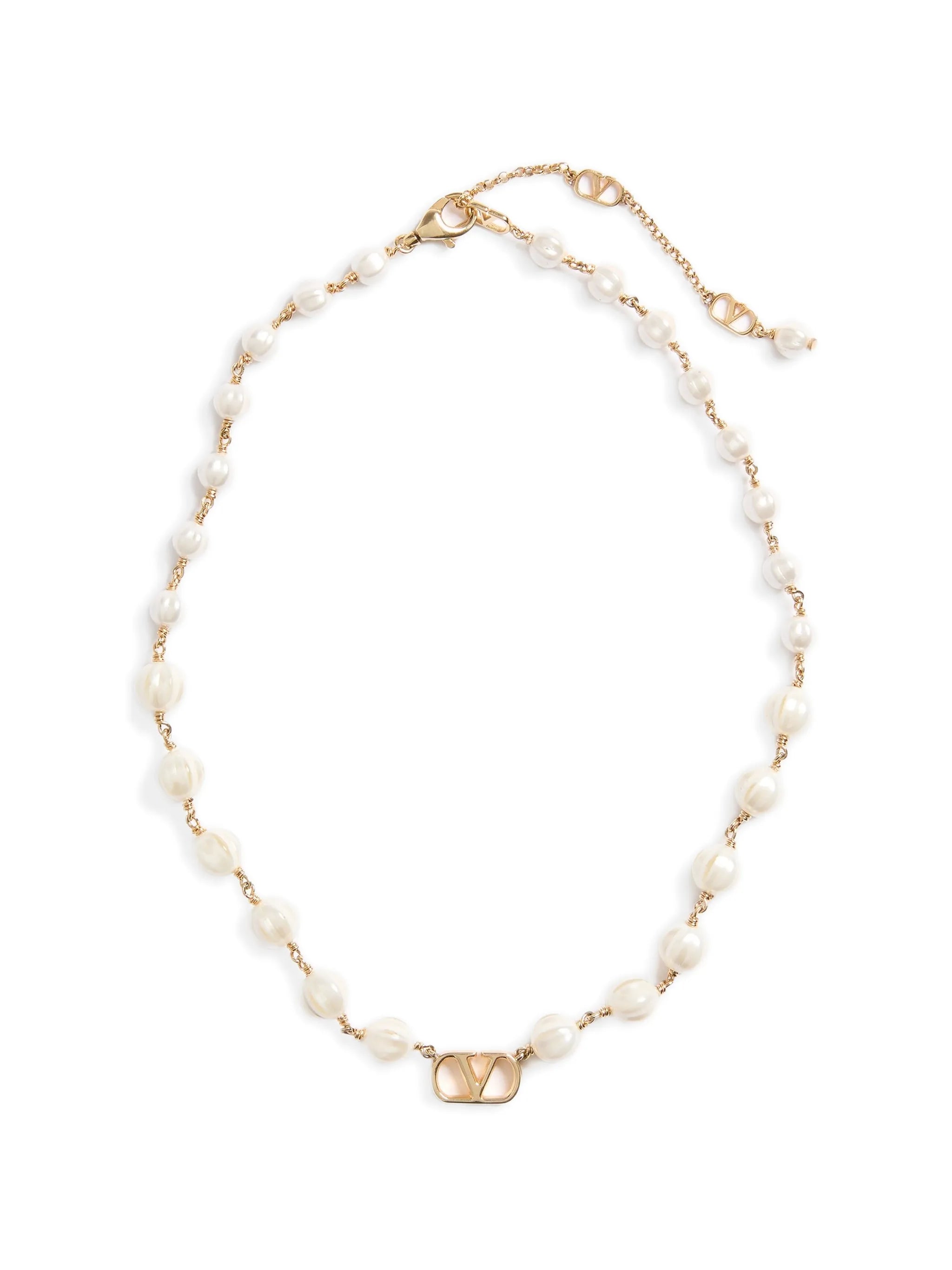 Vlogo Signature necklace in metal and glass beads
